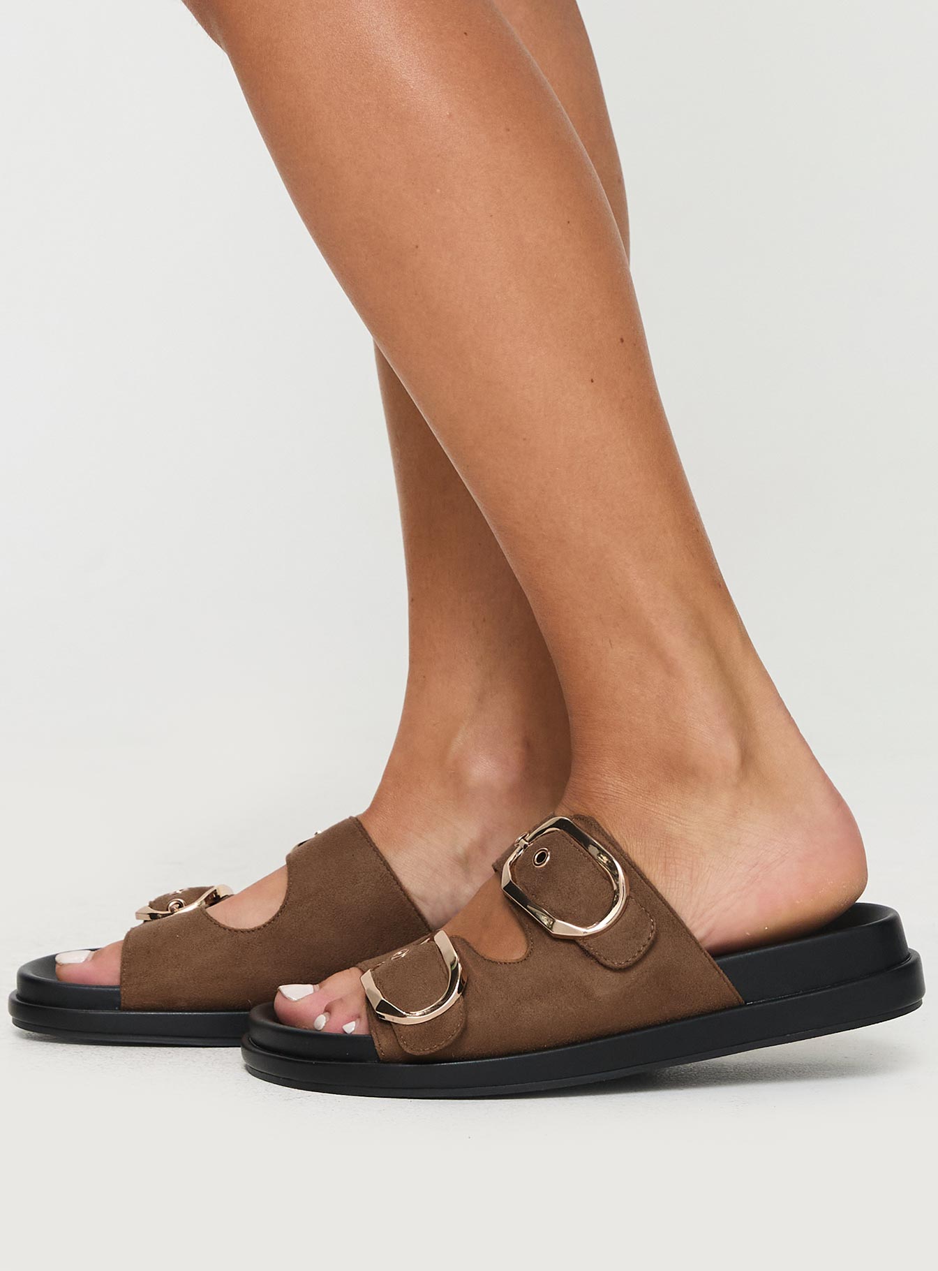 Billini Kasen Slides Taupe Faux Suede-Vipp Girl