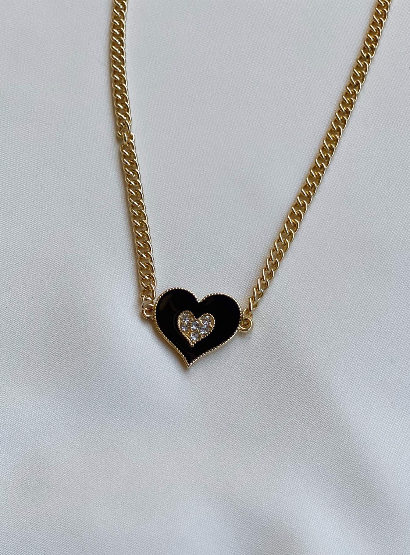 Dalma Heart Necklace Gold / Black-Vipp Girl