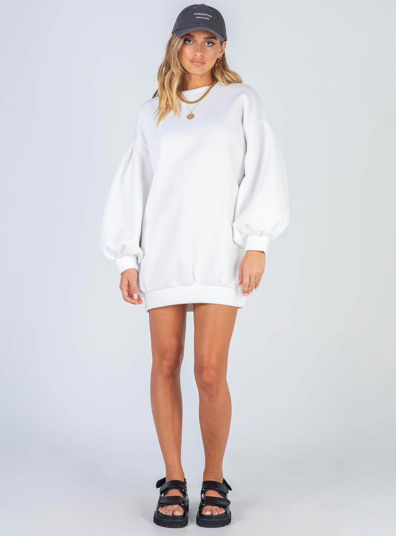 Corrie Sweater Mini Dress White-Vipp Girl