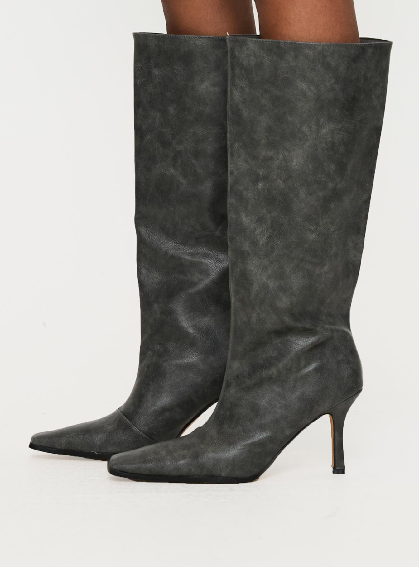 Cecil Knee High Boots Charcoal-Vipp Girl