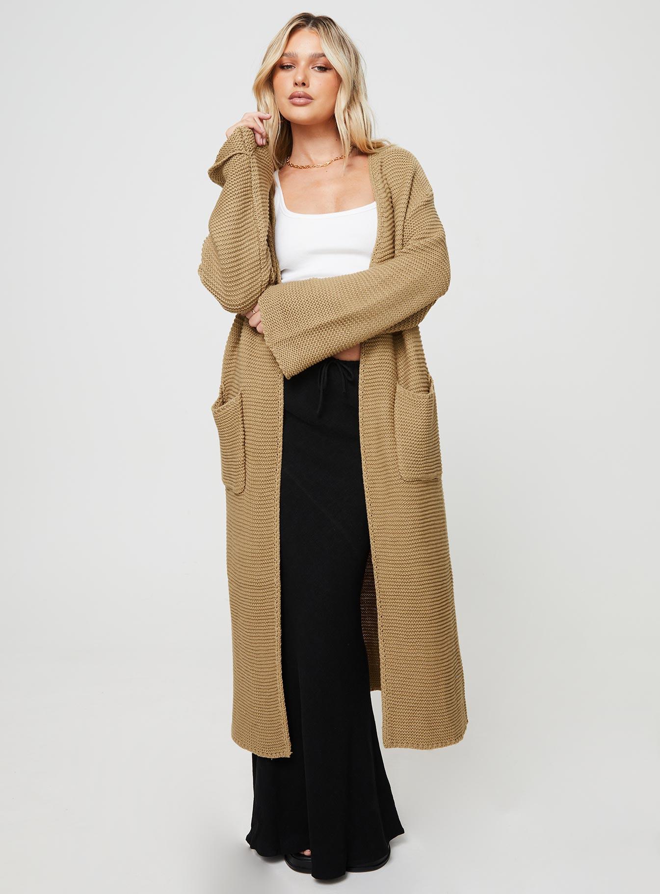 Finneas Longline Cardigan Beige-Vipp Girl