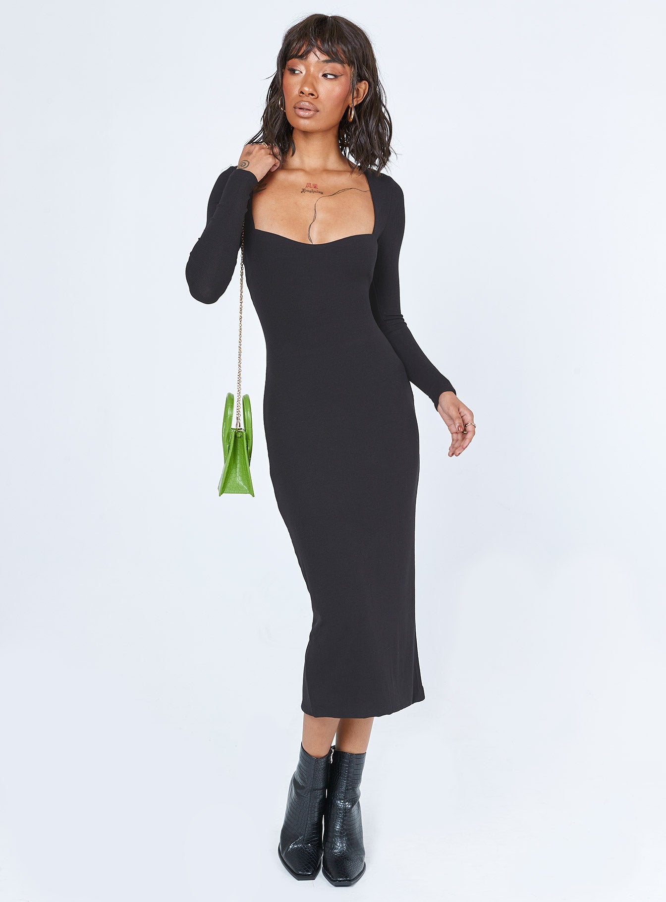 Nolan Midi Dress Black Tall-Vipp Girl