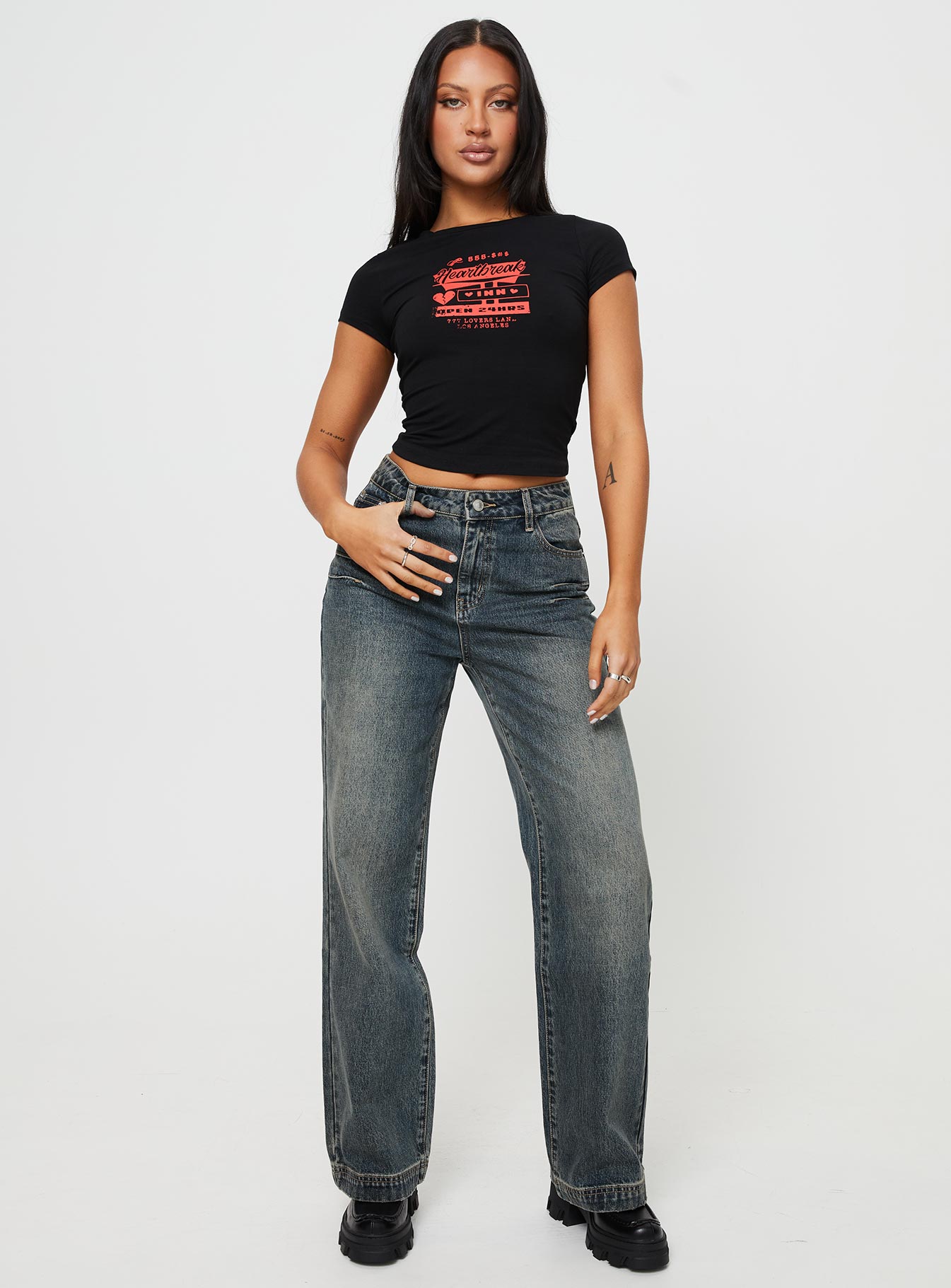Betley High Rise Wide Leg Jeans Vintage Wash Denim-Vipp Girl