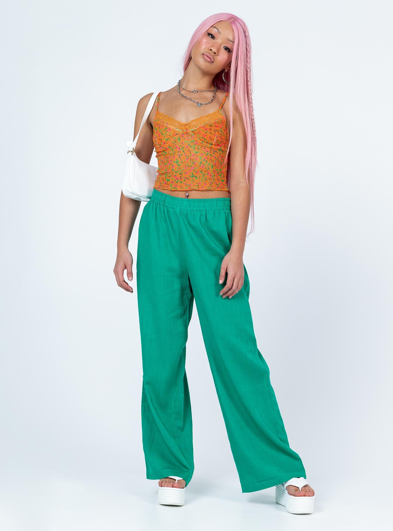 Louis Linen Blend Pants Green-Vipp Girl