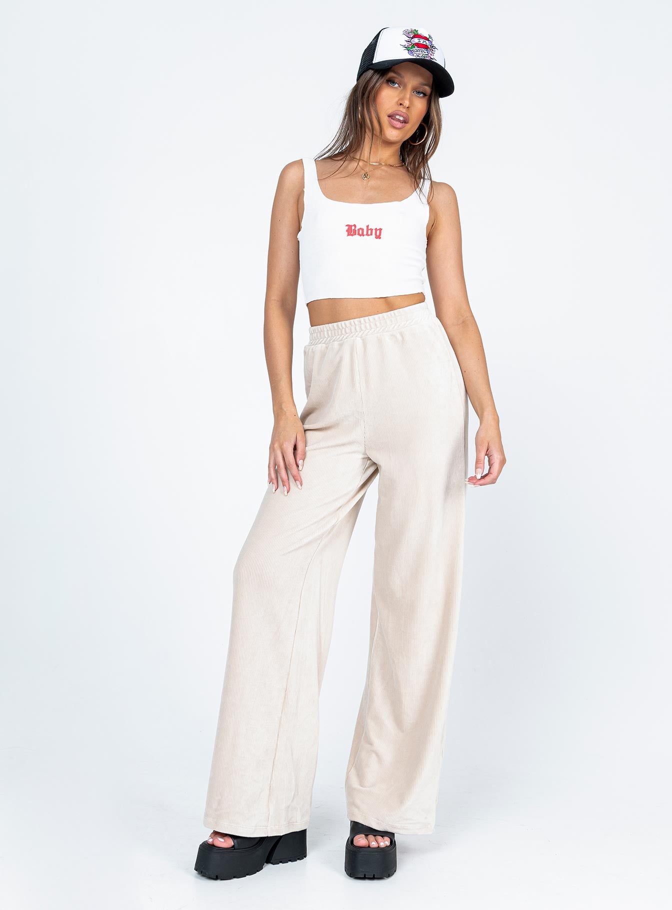 Motel Obeli Trouser Rib Cream-Vipp Girl