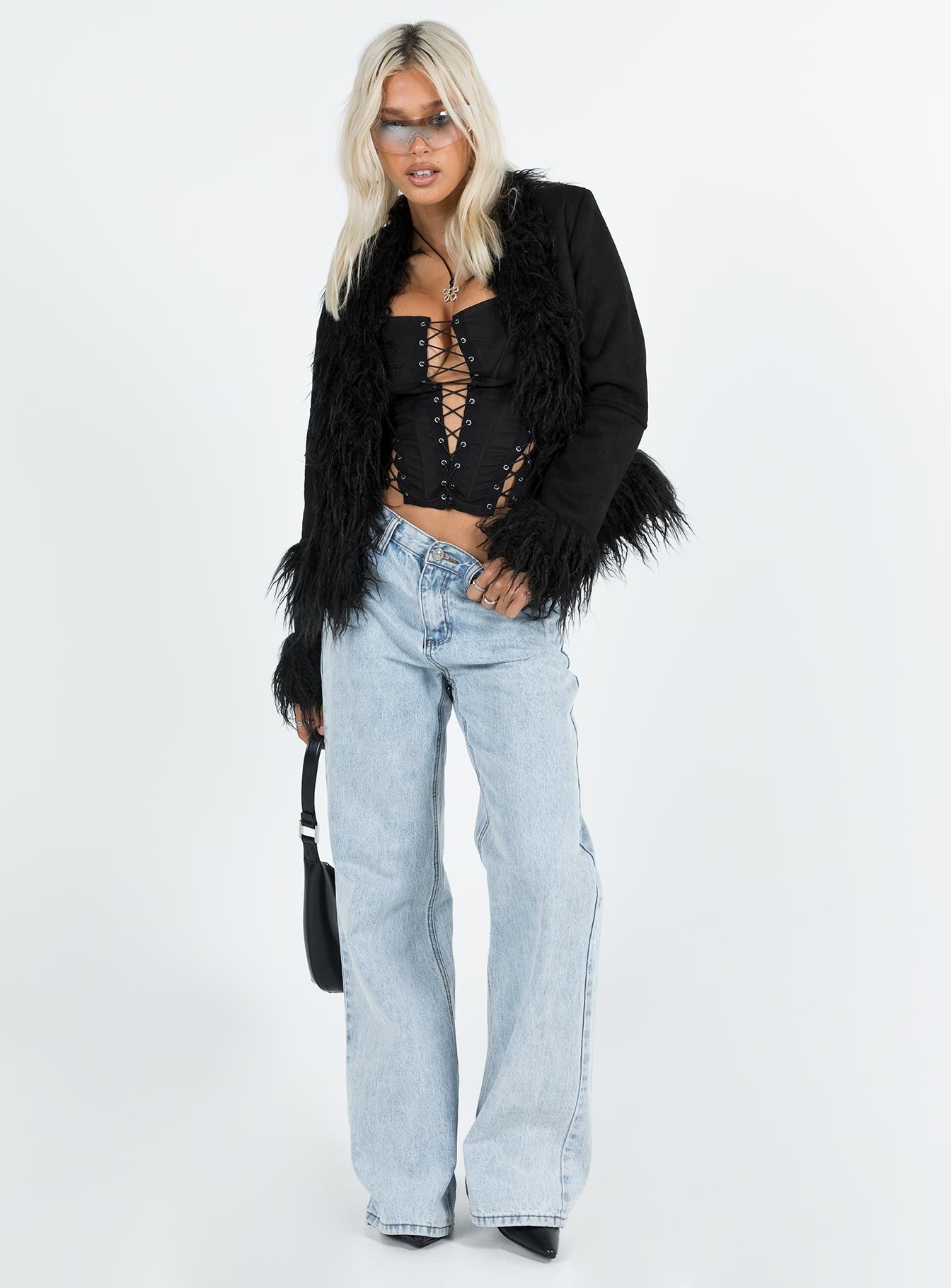 Lowden Faux Fur Jacket Black-Vipp Girl