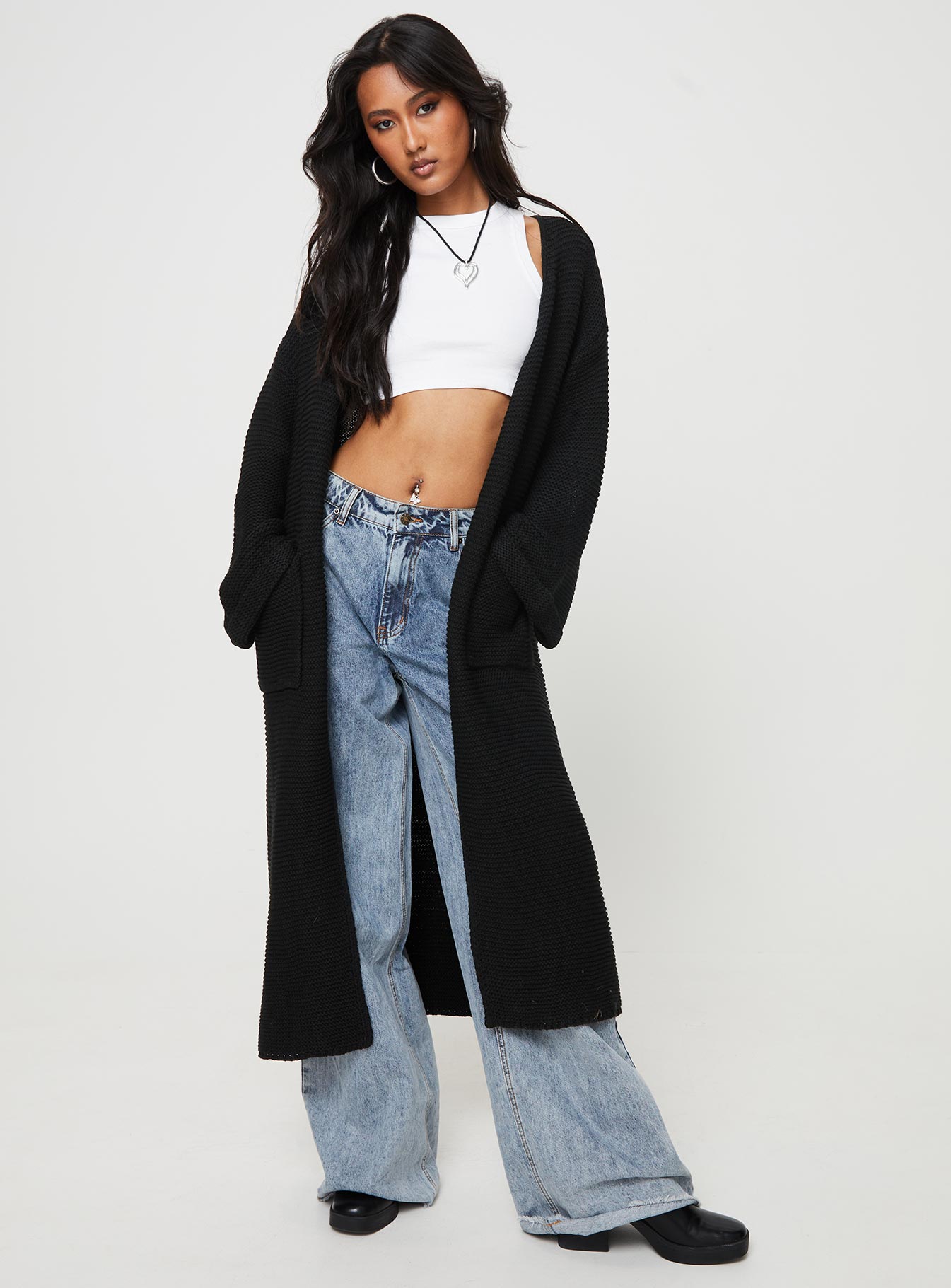 Finneas Longline Cardigan Black-Vipp Girl