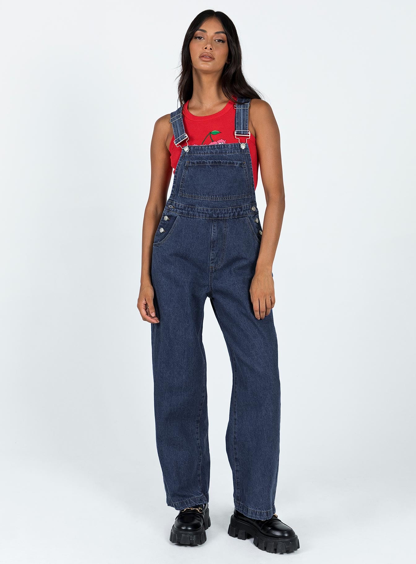 Kacey Long Overalls Mid Blue-Vipp Girl