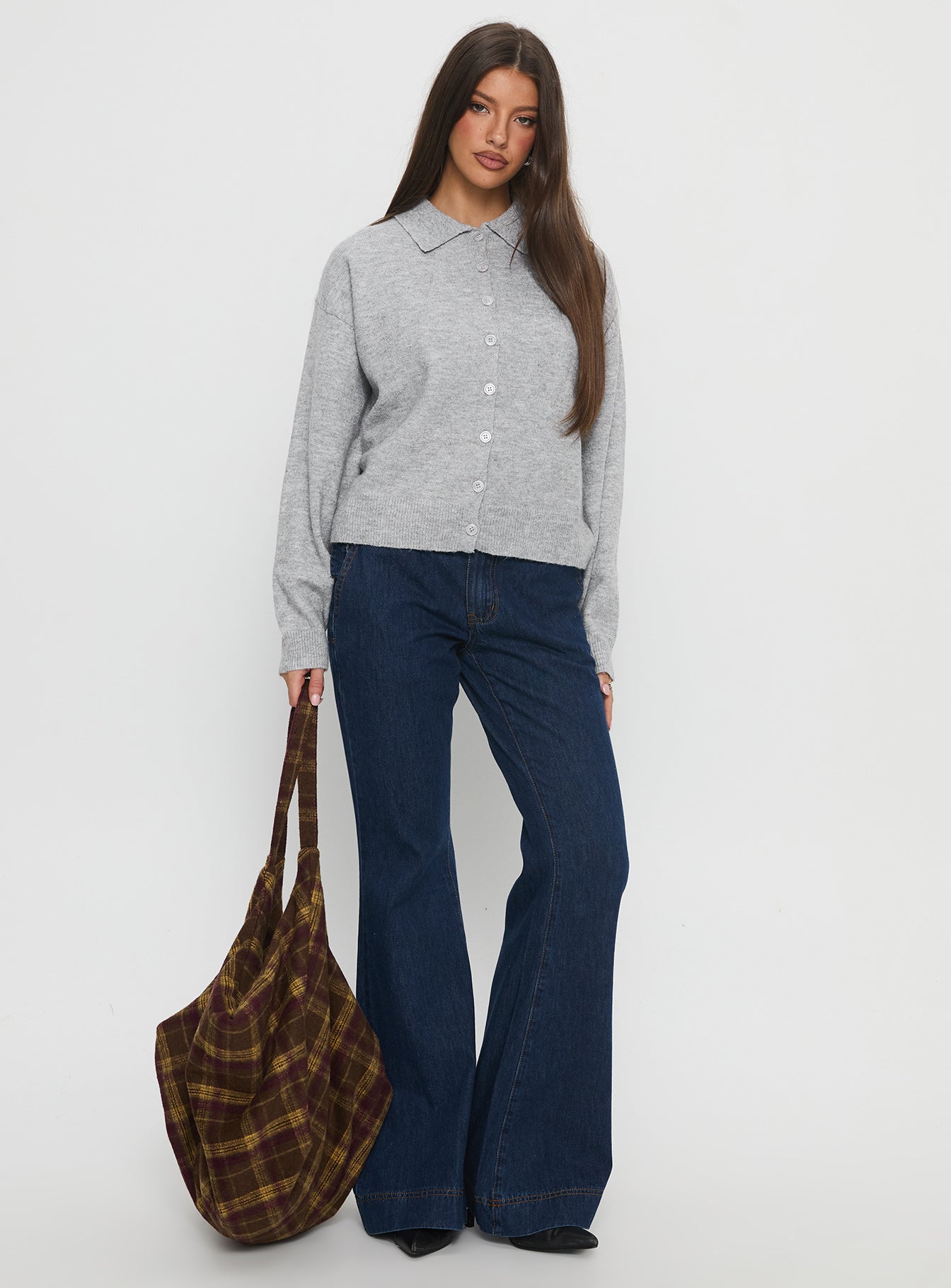 Nadyna Collared Cardigan Grey Marle-Vipp Girl