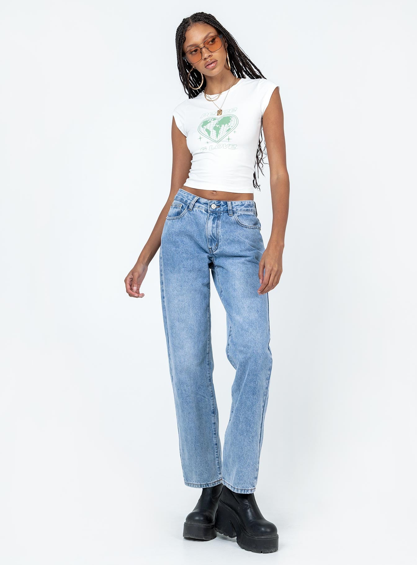 Peace and Love Longline Tee White-Vipp Girl