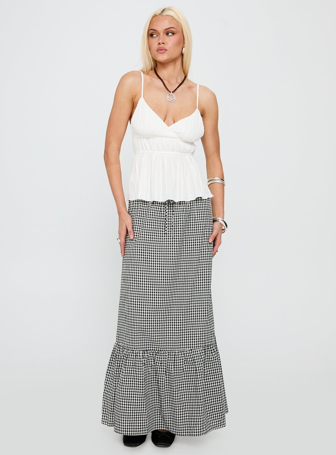 Modern Girl Maxi Skirt Black / White Gingham-Vipp Girl