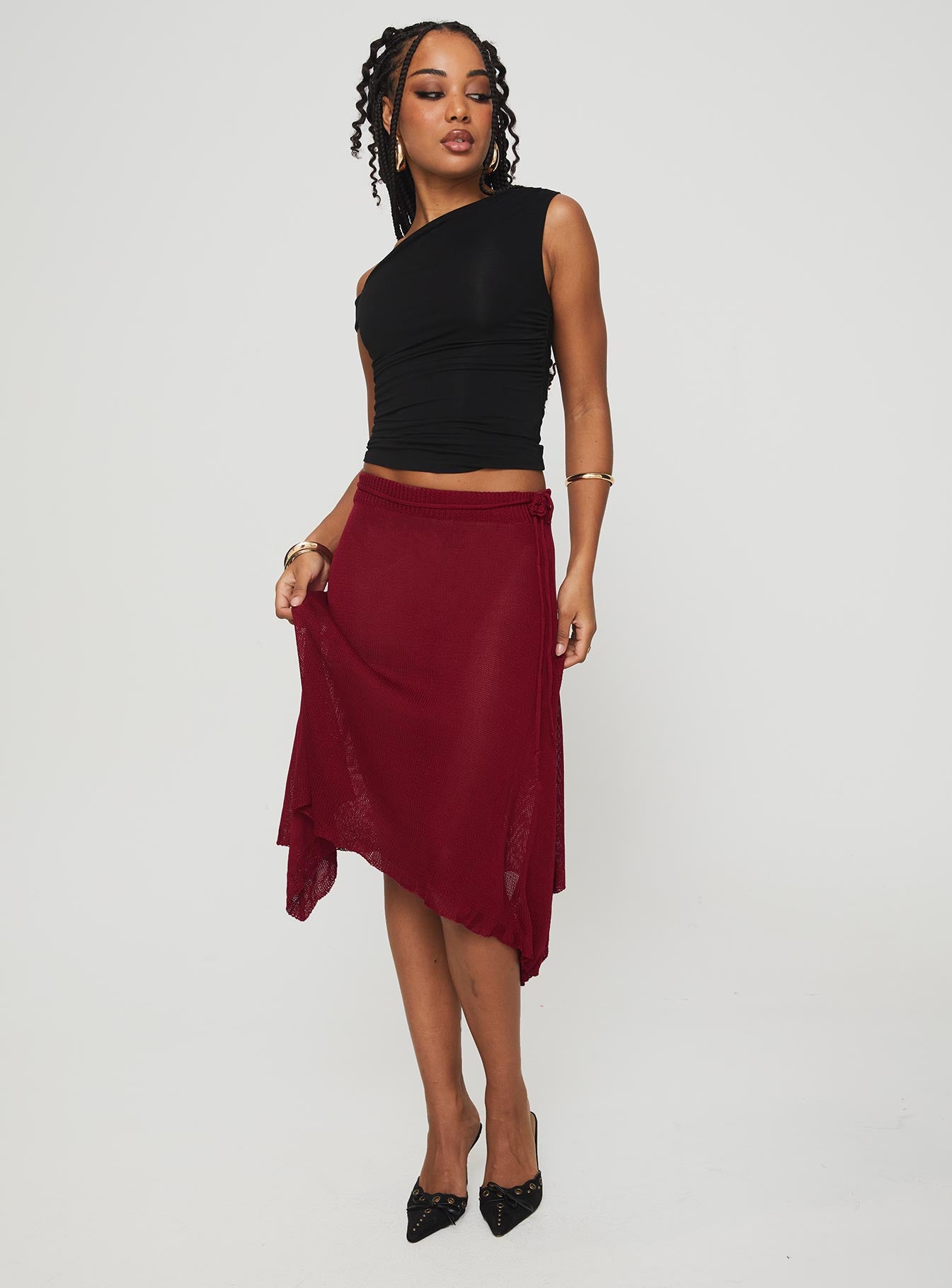 Leysa Midi Skirt Red-Vipp Girl