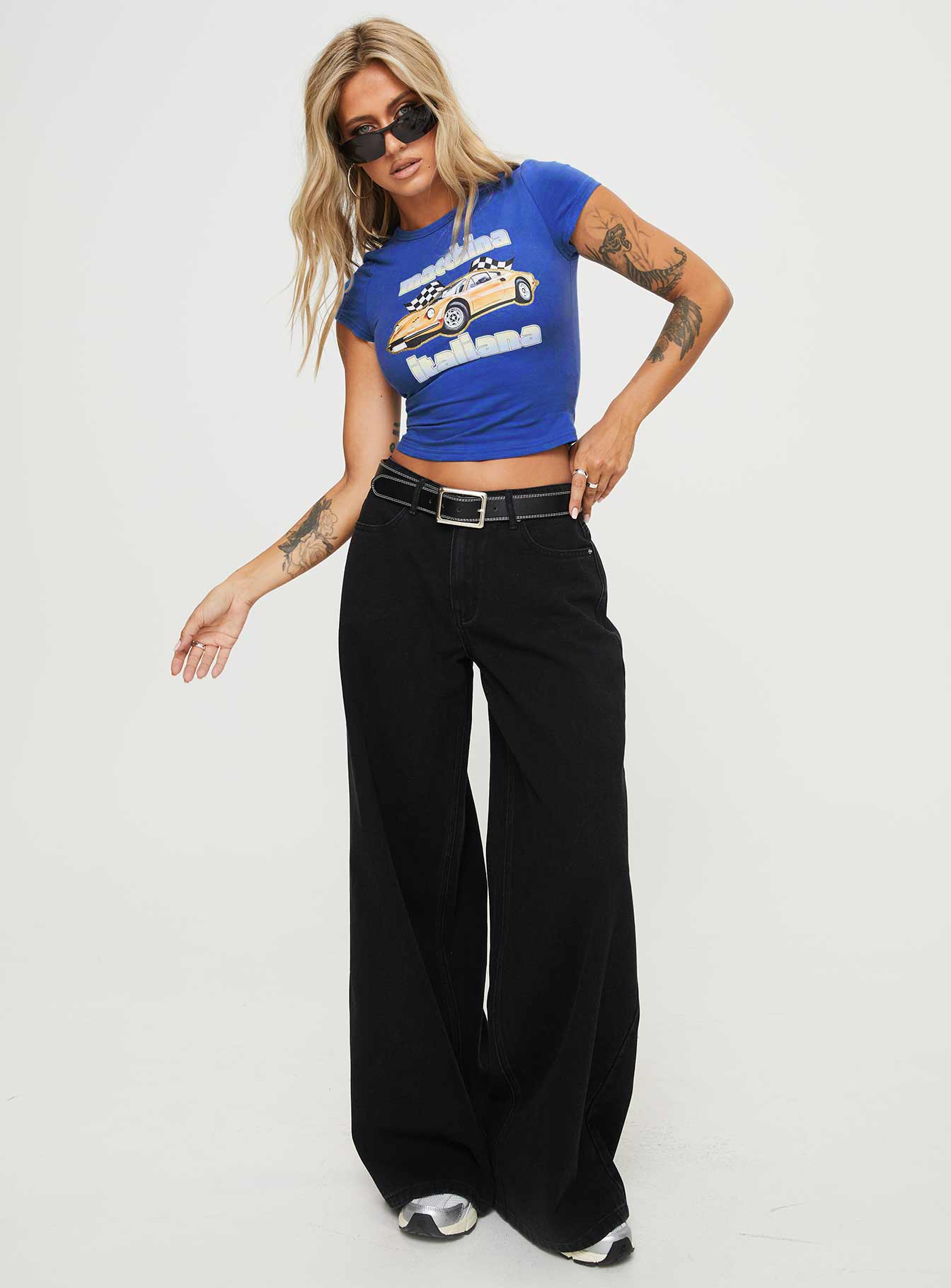 Naylor Mid Rise Wide Leg Jeans Washed Black Tall-Vipp Girl