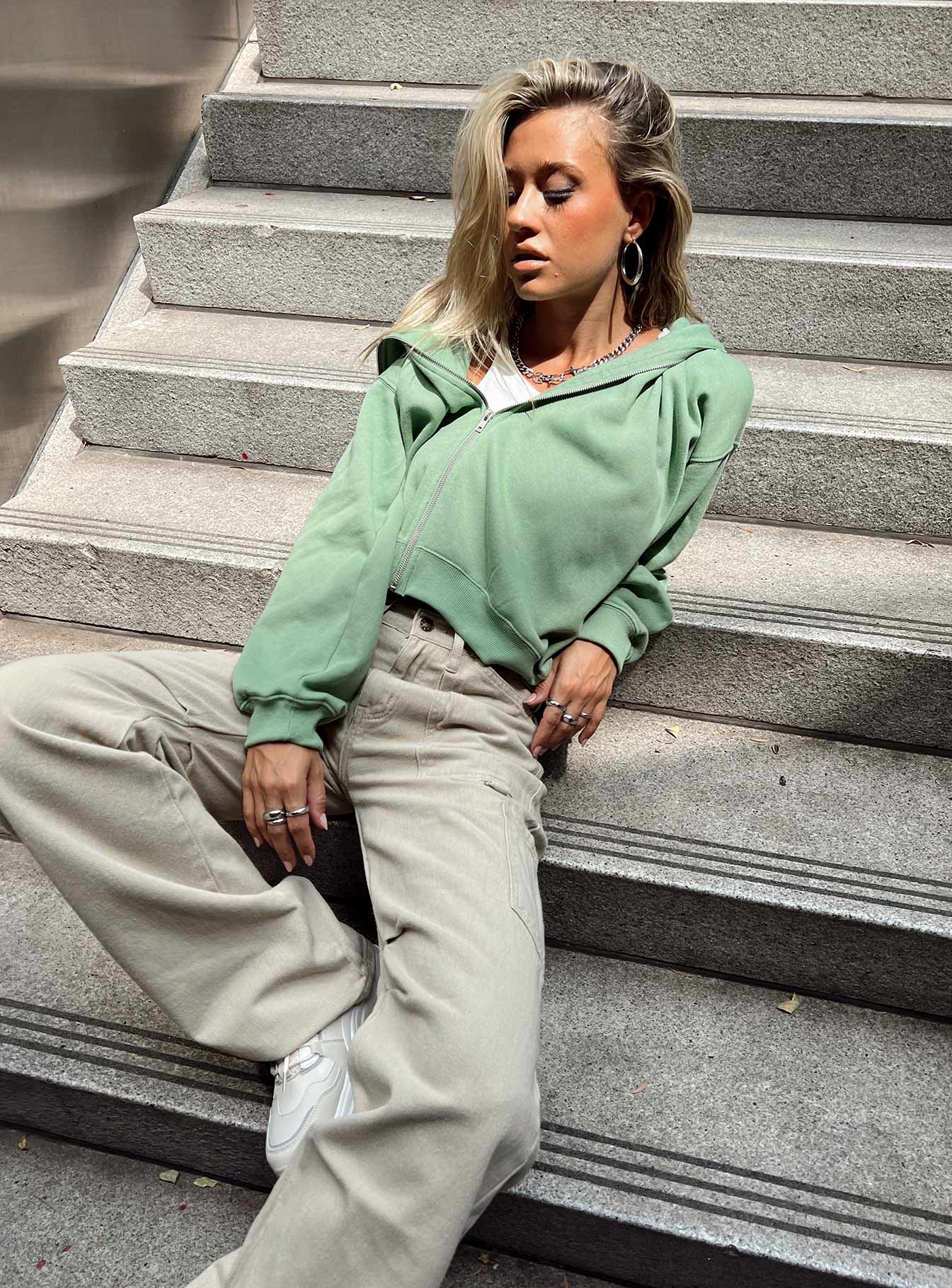 Calder Zip Hooded Green-Vipp Girl