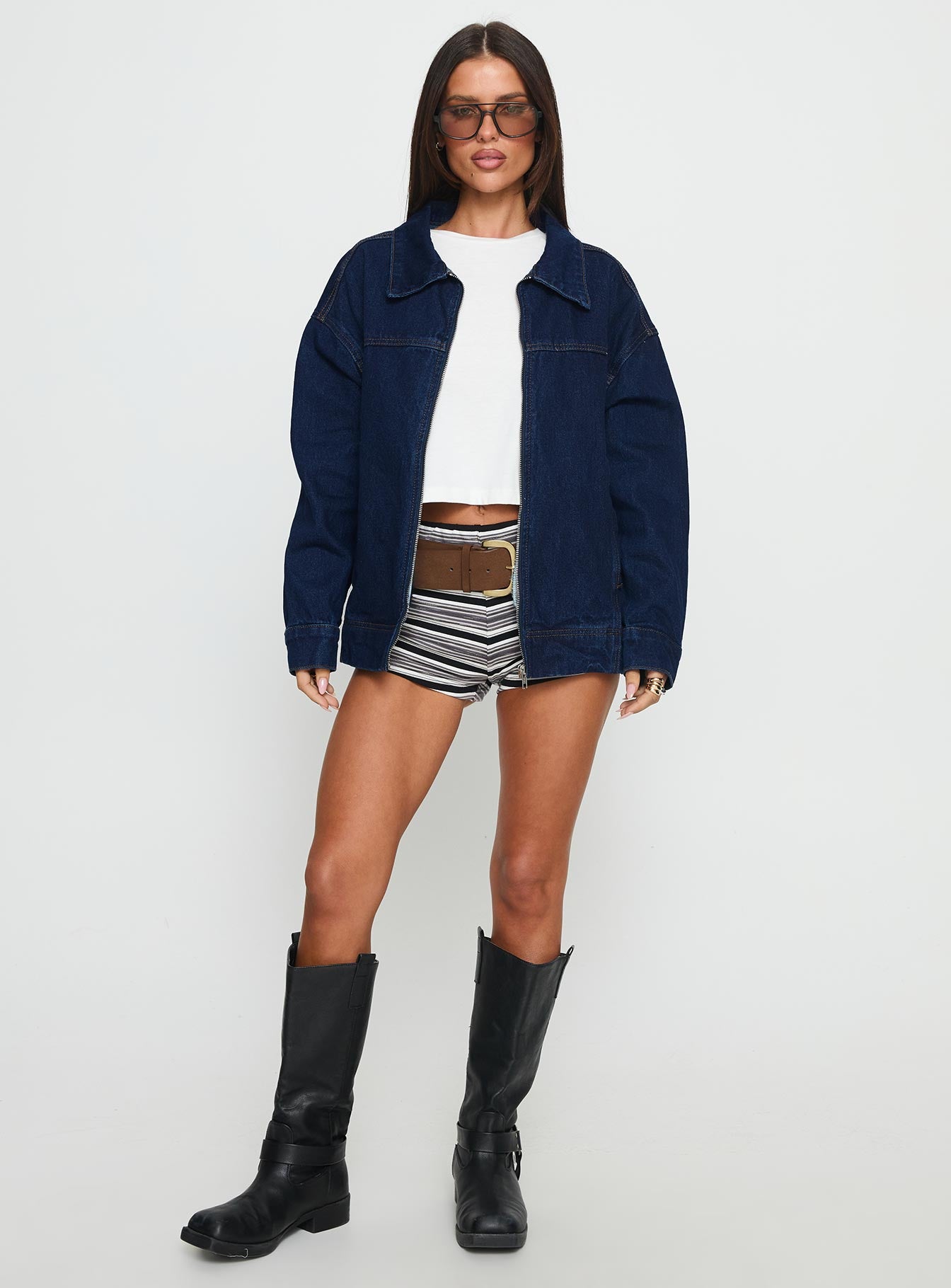 Goldsmith Denim Bomber Jacket Dark Wash-Vipp Girl