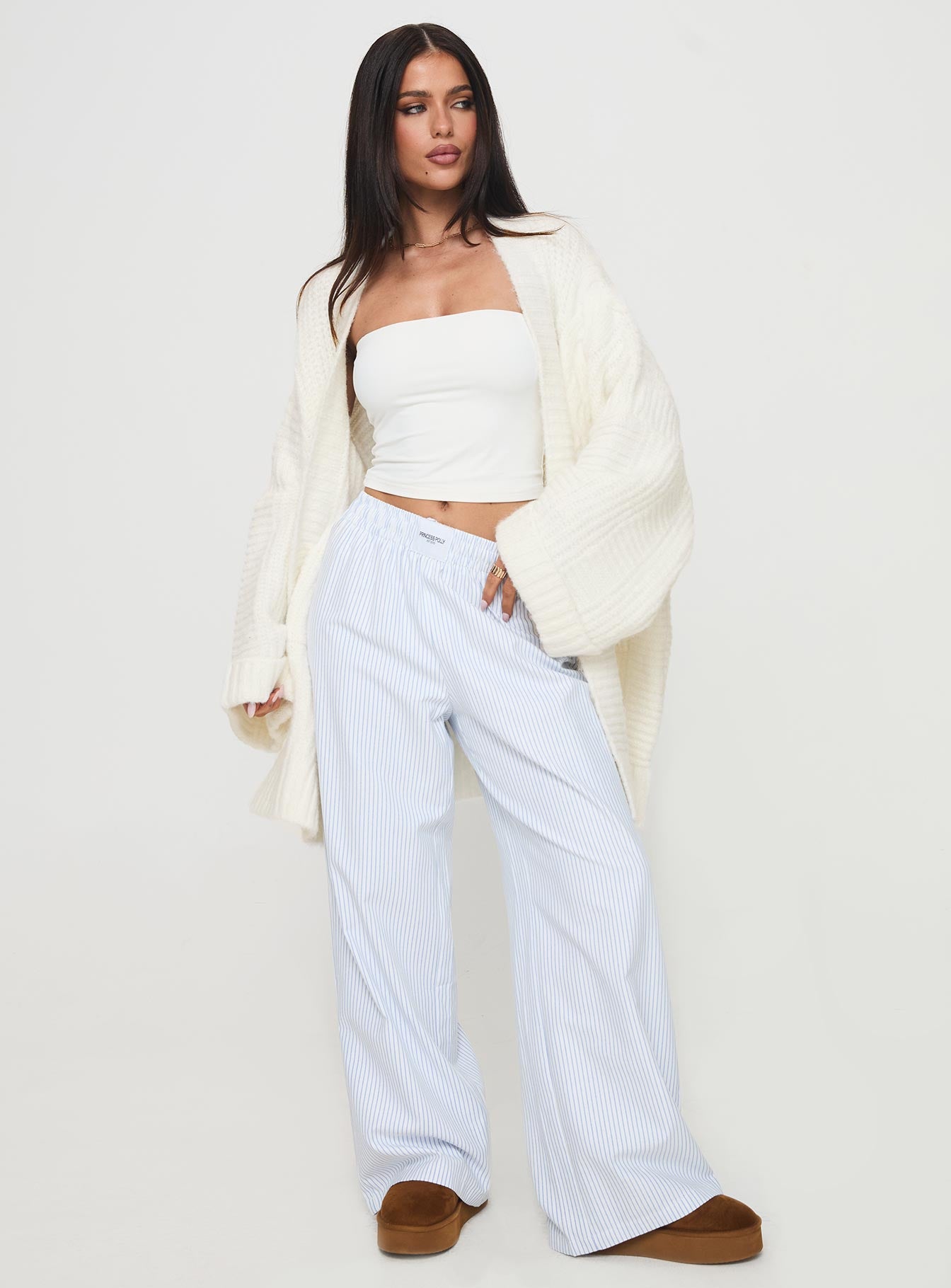 Paisleigh Cable Knit Cardigan Cream-Vipp Girl