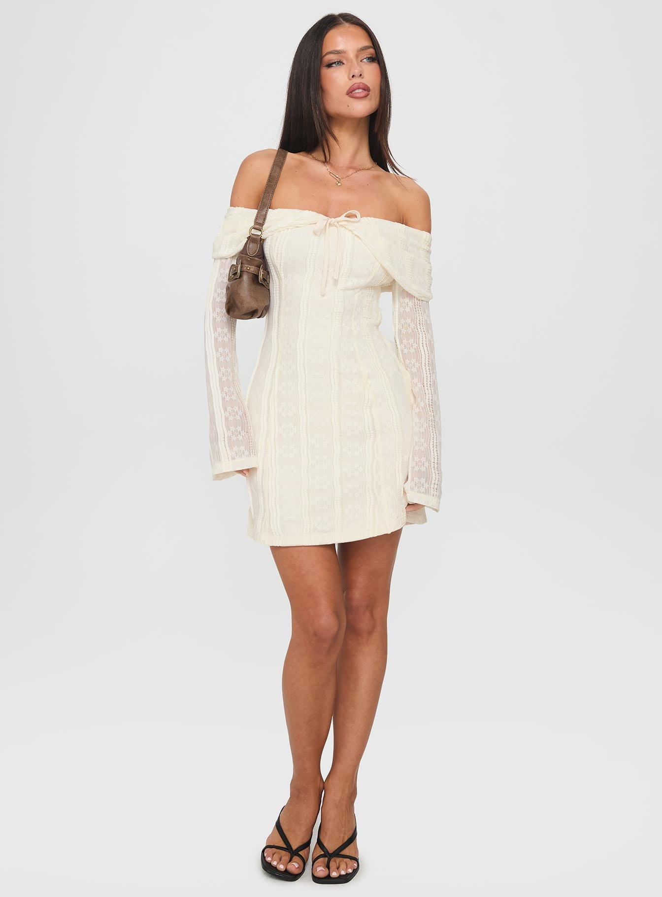 Colettie Long Sleeve Mini Dress Cream-Vipp Girl