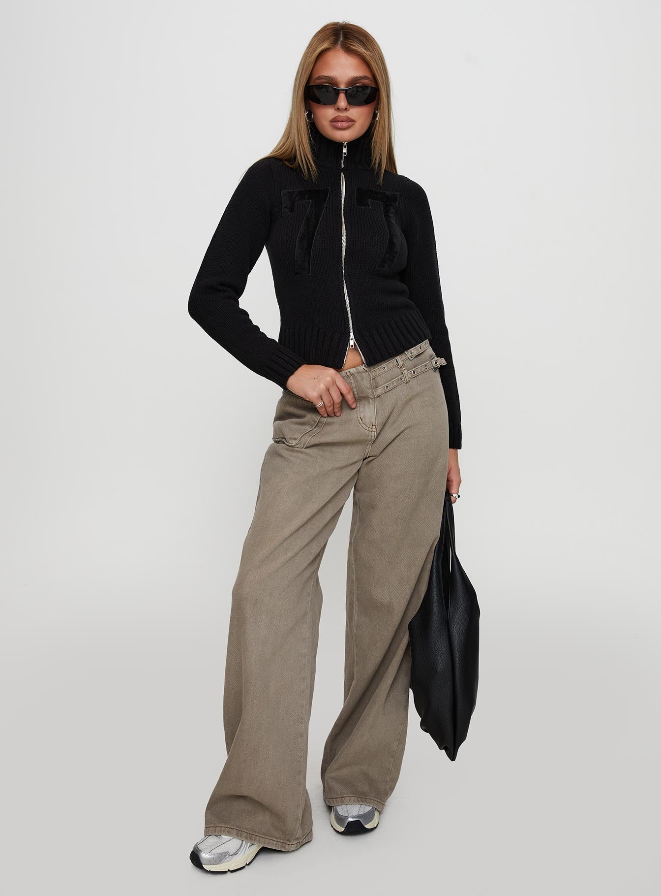 Nylah Zip Up Knit Jacket Black-Vipp Girl