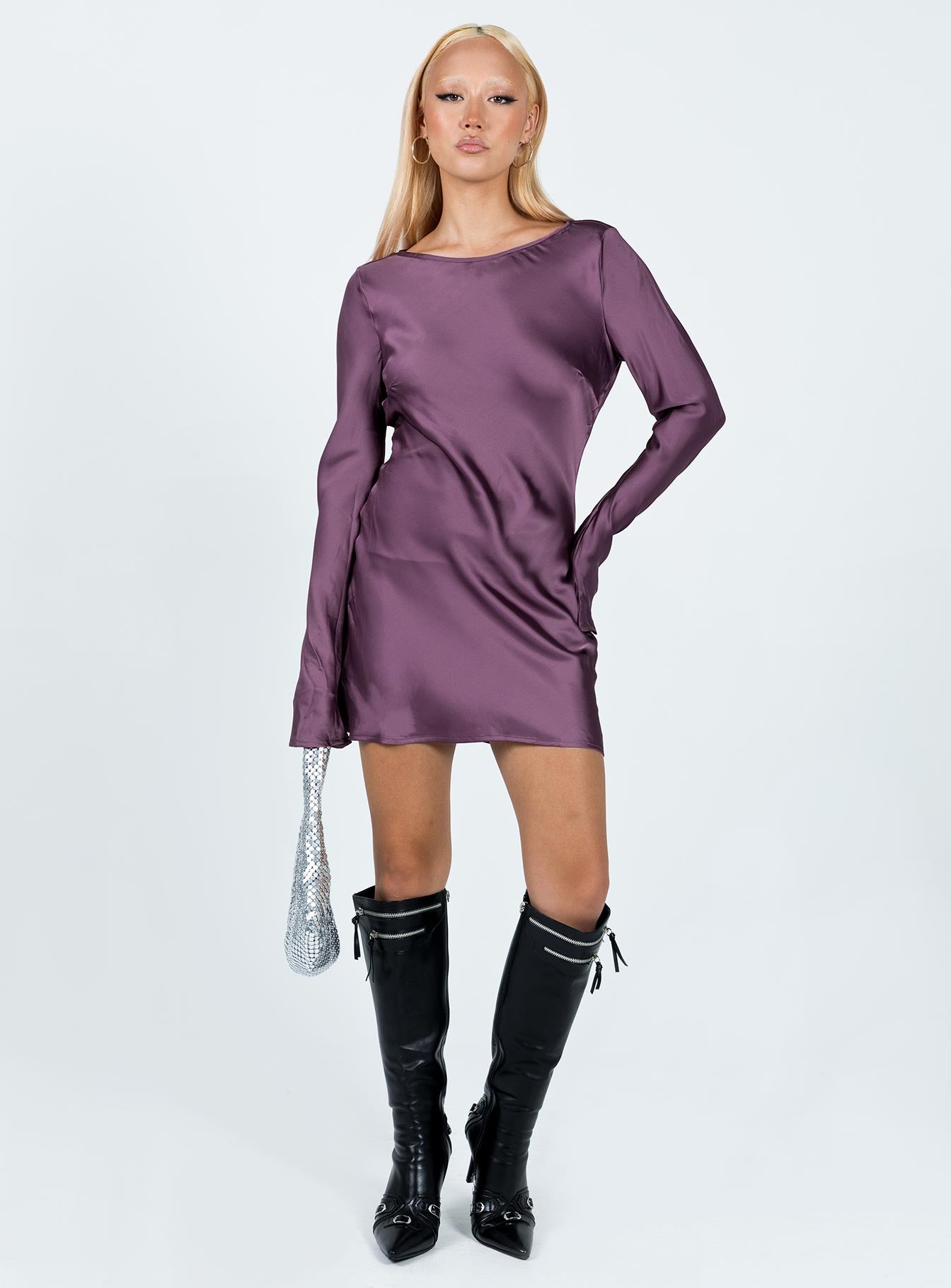 Namara Long Sleeve Mini Dress Purple-Vipp Girl