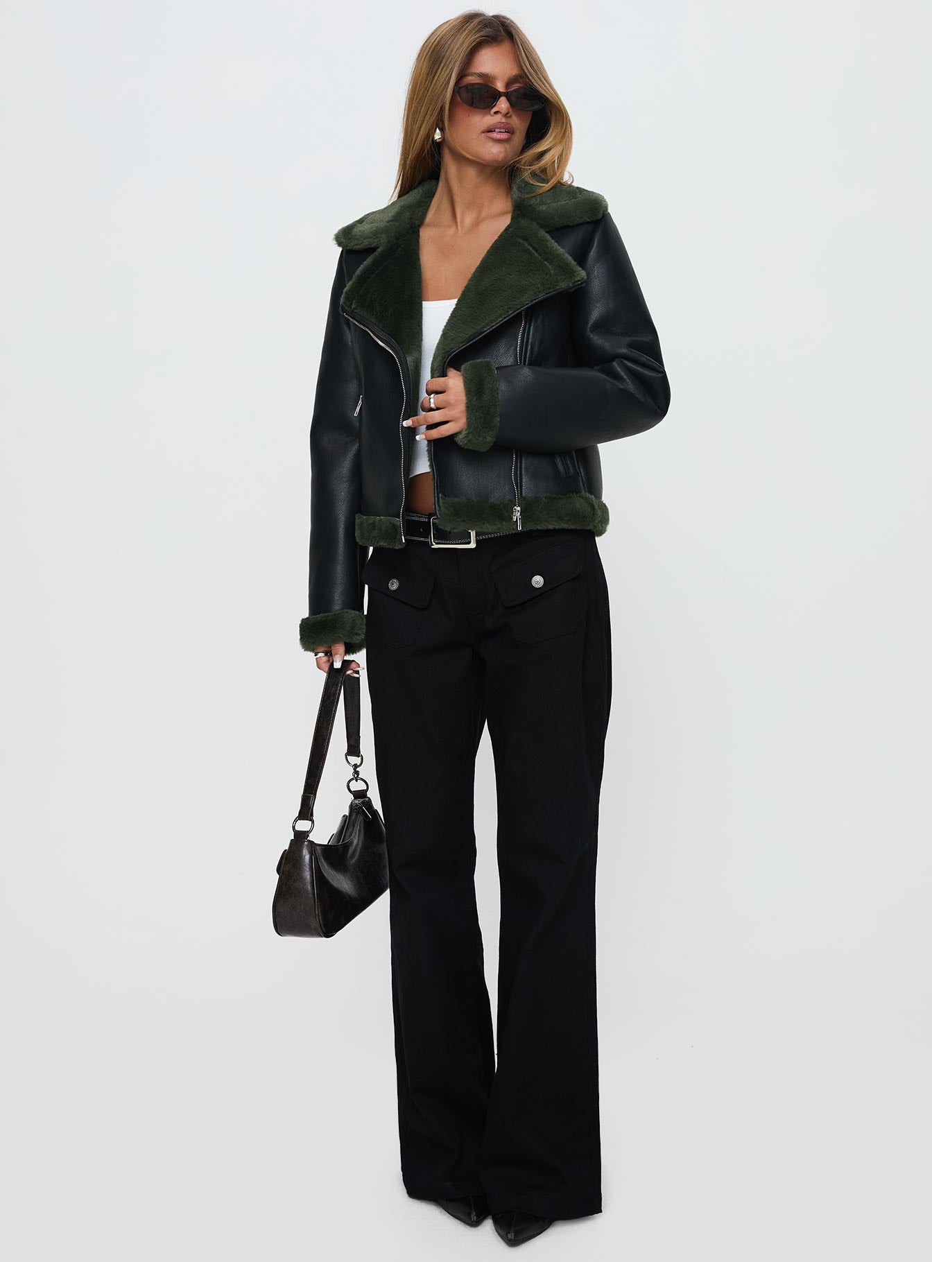 Phaidra Faux Leather Jacket Black-Vipp Girl