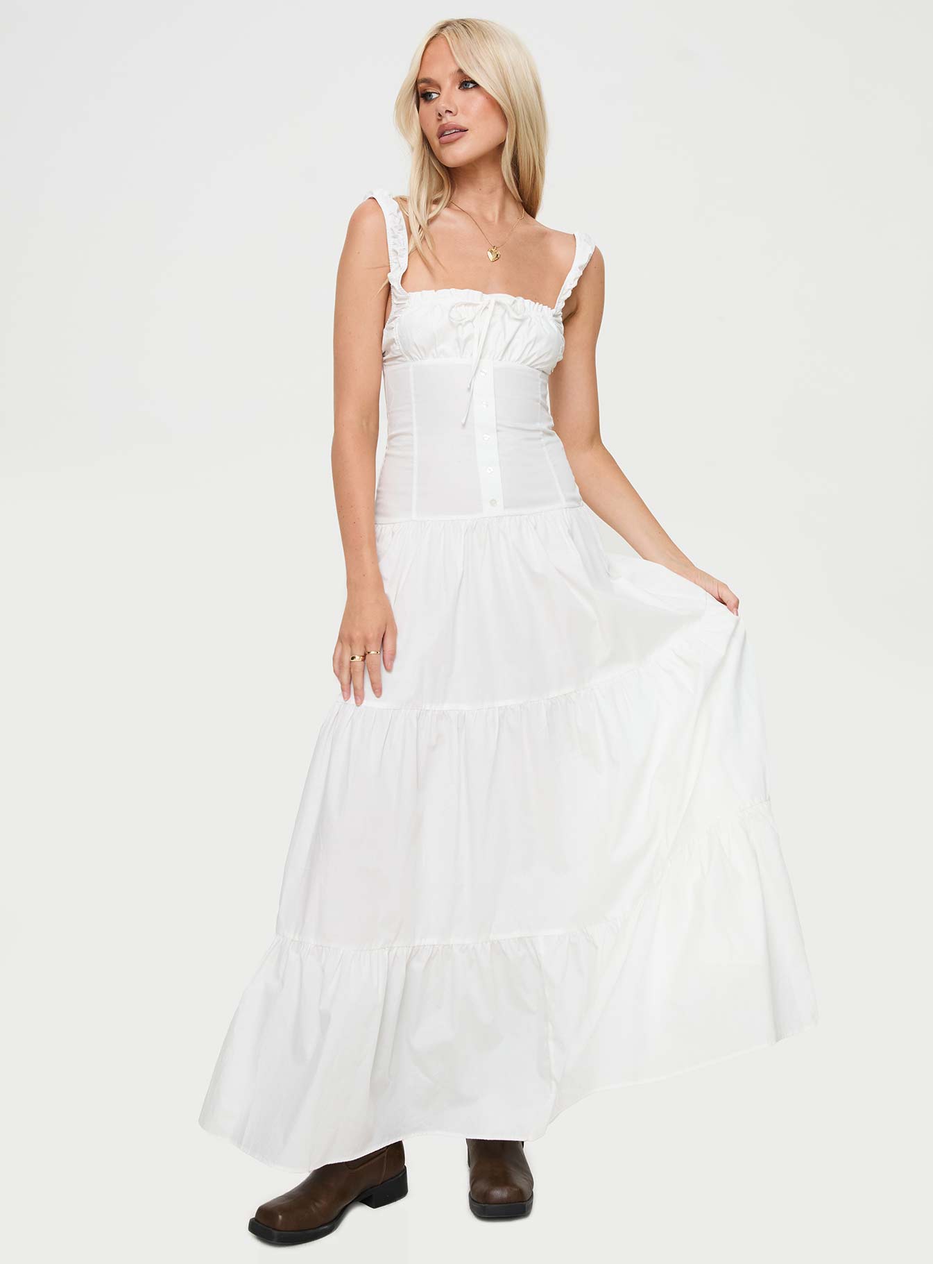 Heart Shaped Maxi Dress White-Vipp Girl
