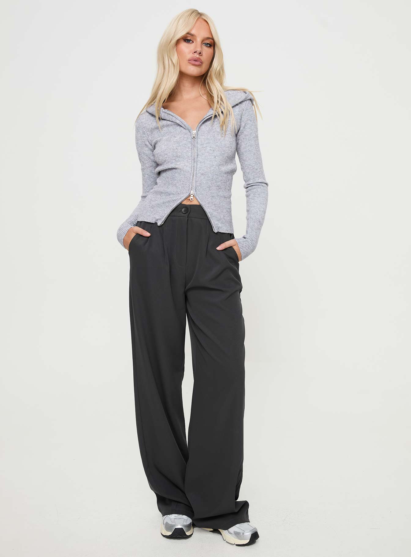 Elingford Zip Up Hooded Sweater Lilac Marle-Vipp Girl