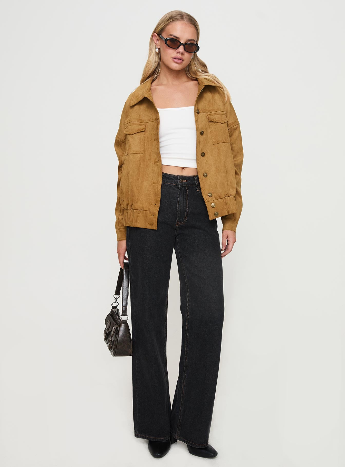 Ristretto Faux Suede Bomber Brown-Vipp Girl