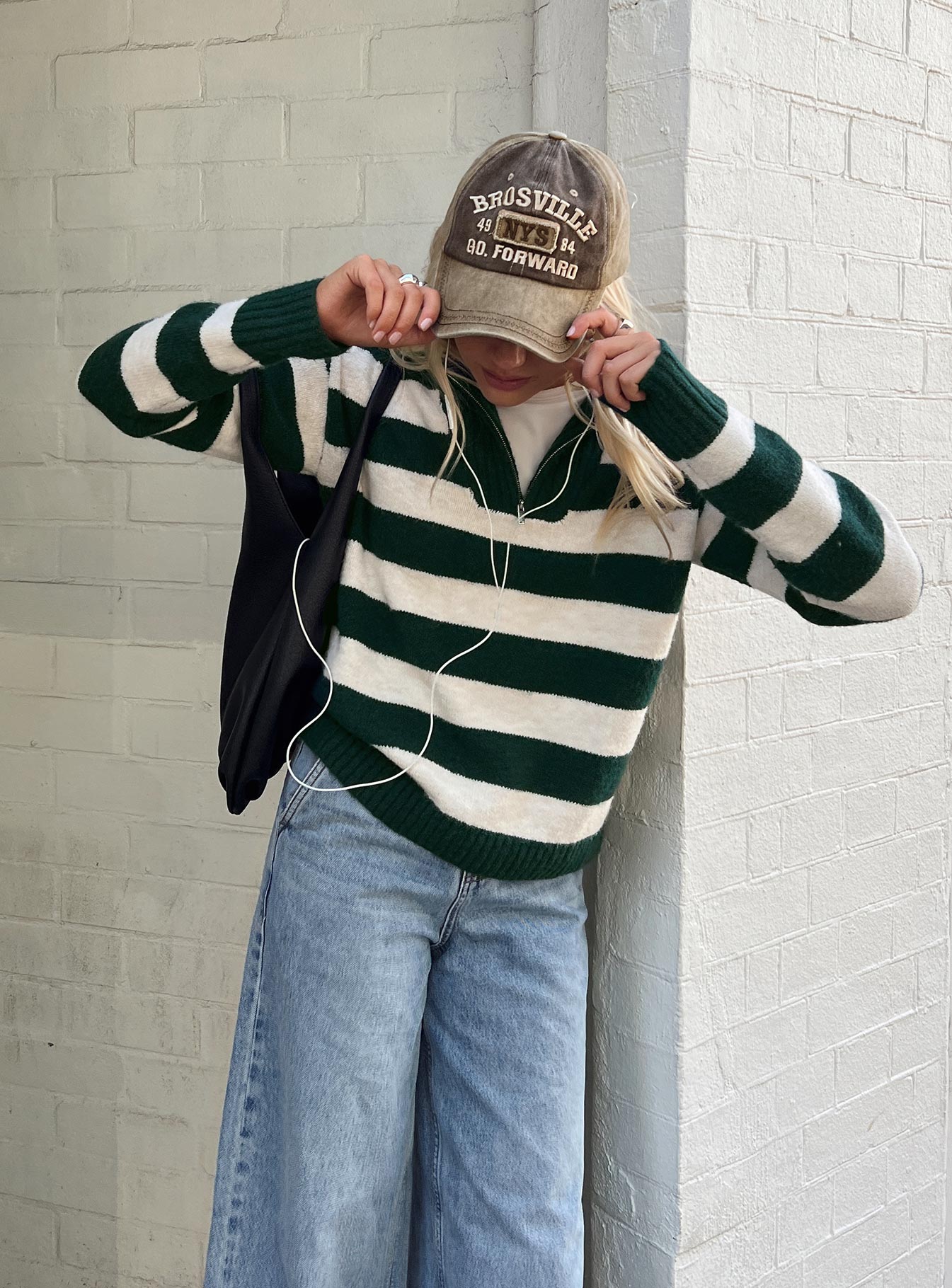 Neena Quarter Zip Sweater Green / Cream-Vipp Girl