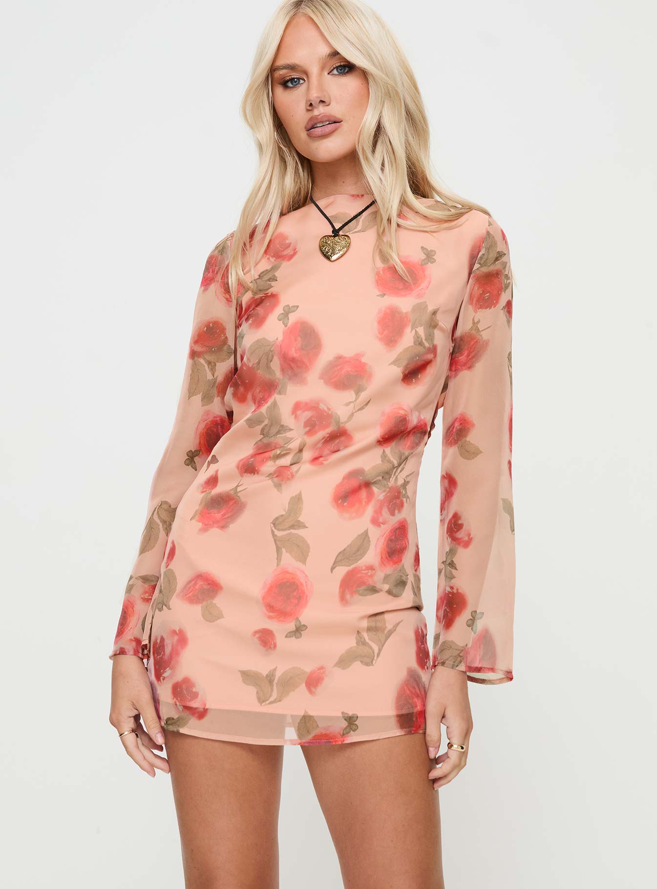 Florinda Long Sleeve Mini Dress Pink Floral-Vipp Girl