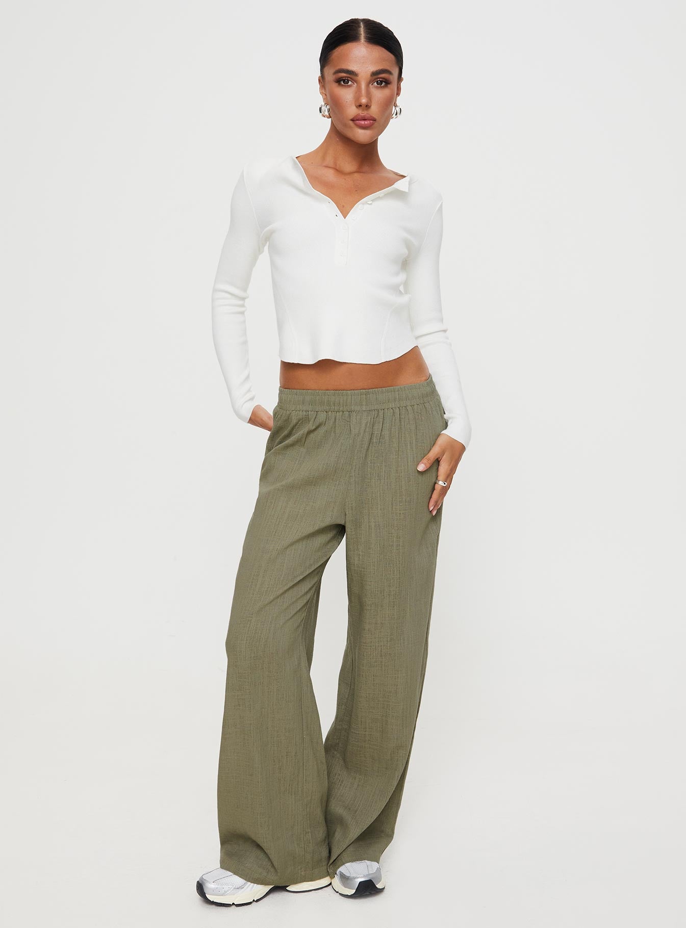 Louis Linen Blend Pants Olive-Vipp Girl