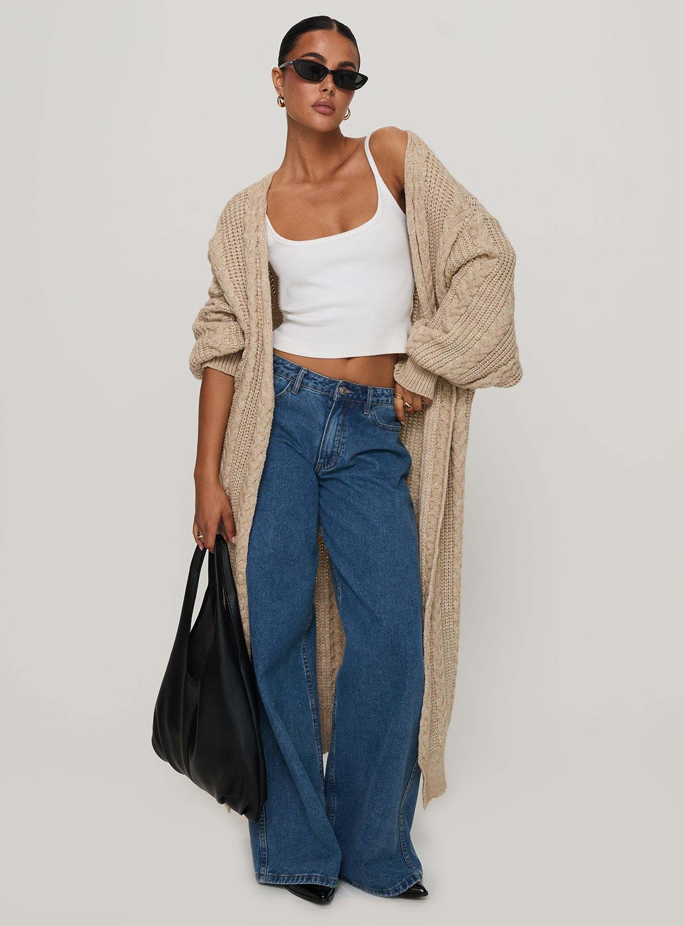 Orkid Cable Knit Cardigan Beige-Vipp Girl