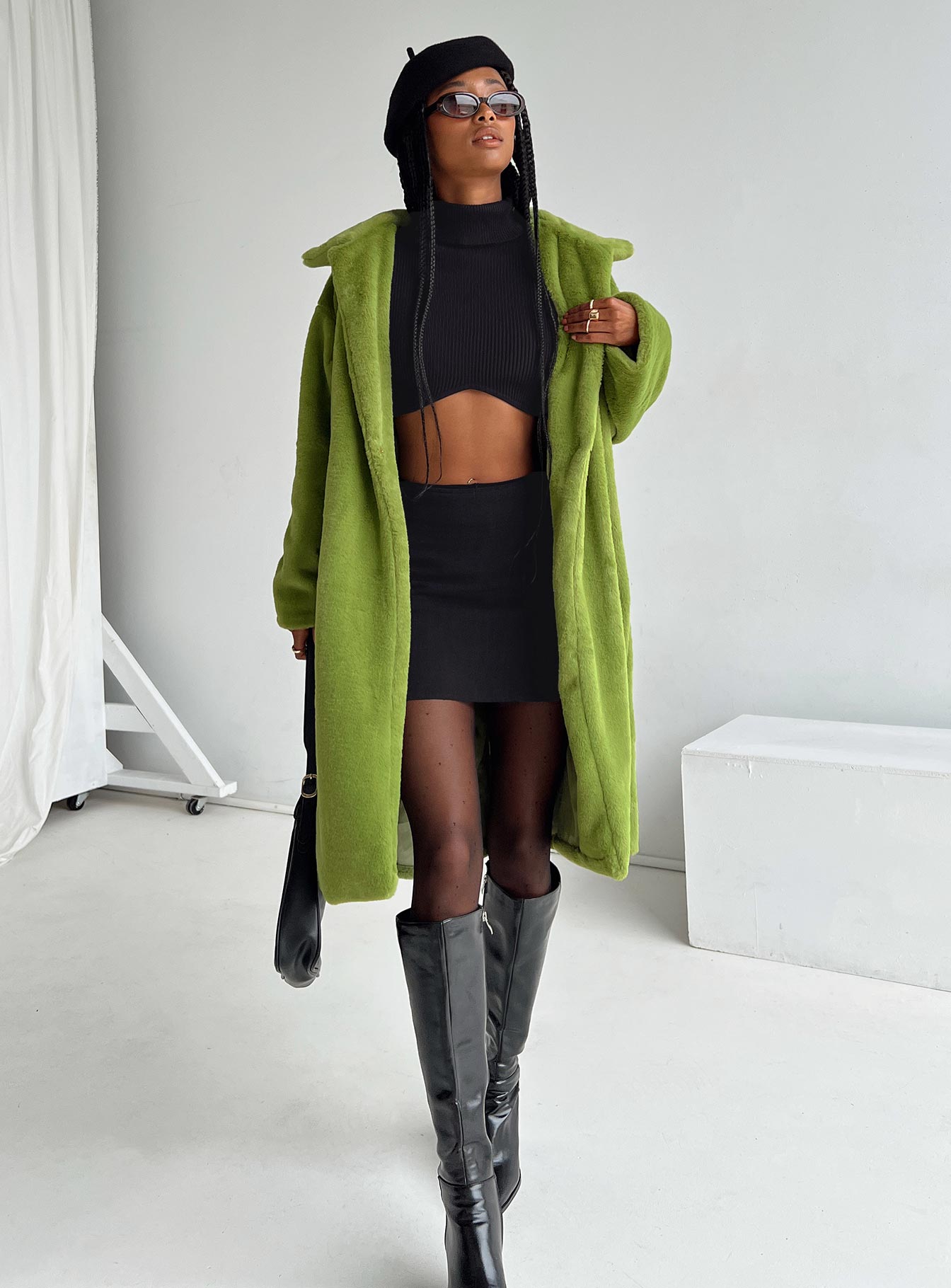 Bruce Faux Fur Coat Green-Vipp Girl