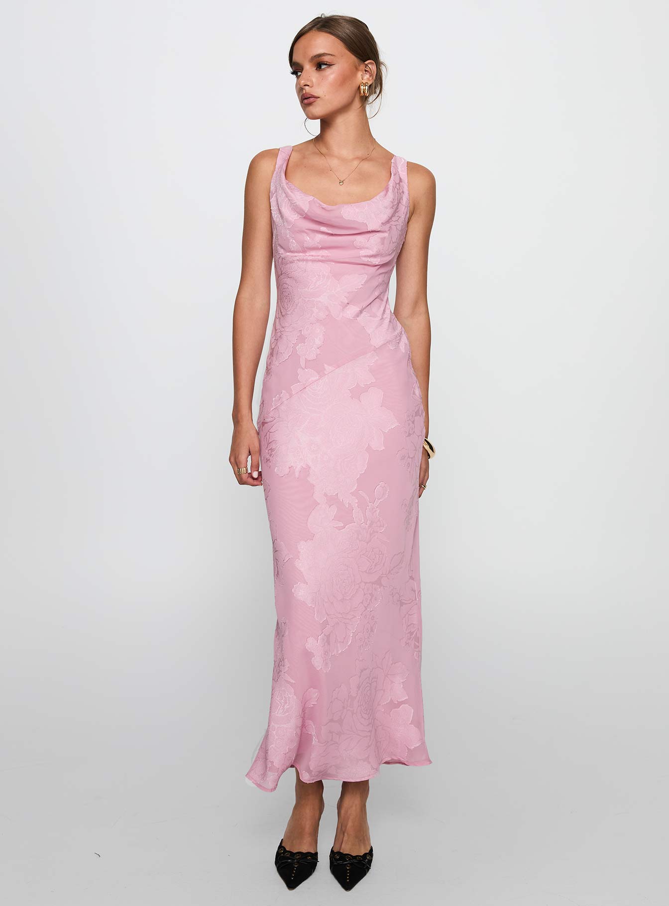 Brietta Cowl Maxi Dress Pink-Vipp Girl