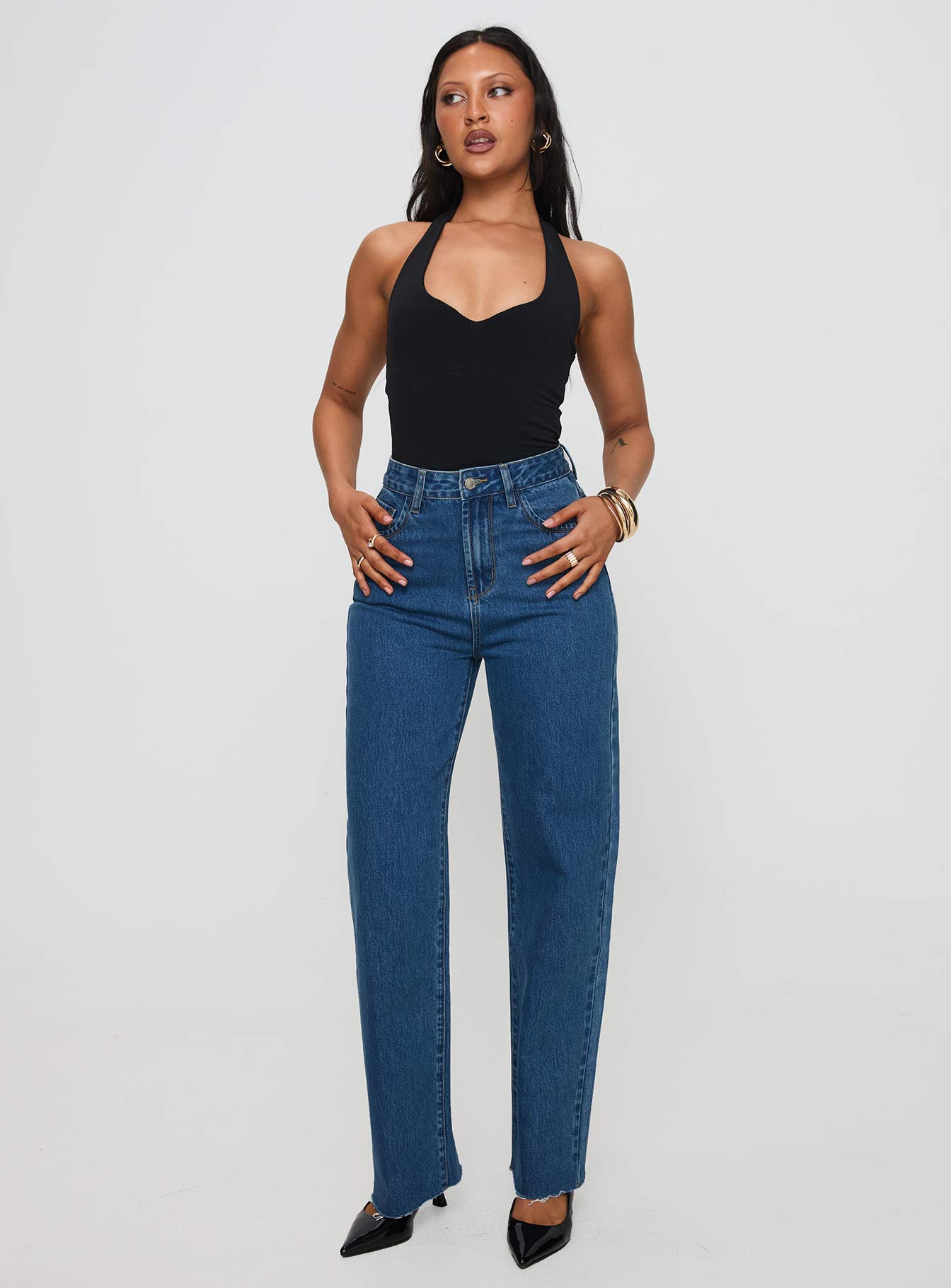 Kalinda High Rise Straight Leg Jeans Mid Blue-Vipp Girl