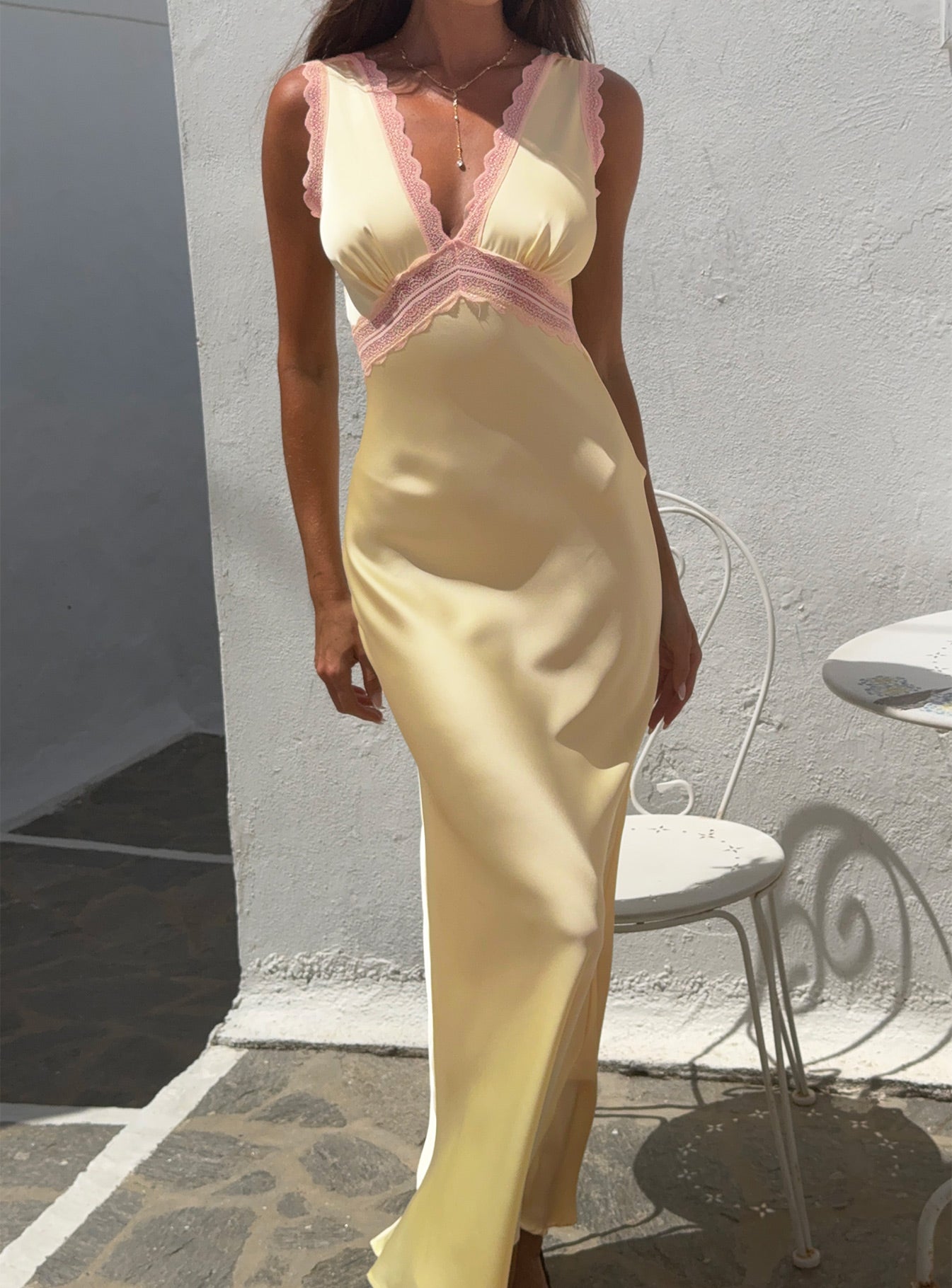 Prophecies Lace Maxi Dress Lemon-Vipp Girl