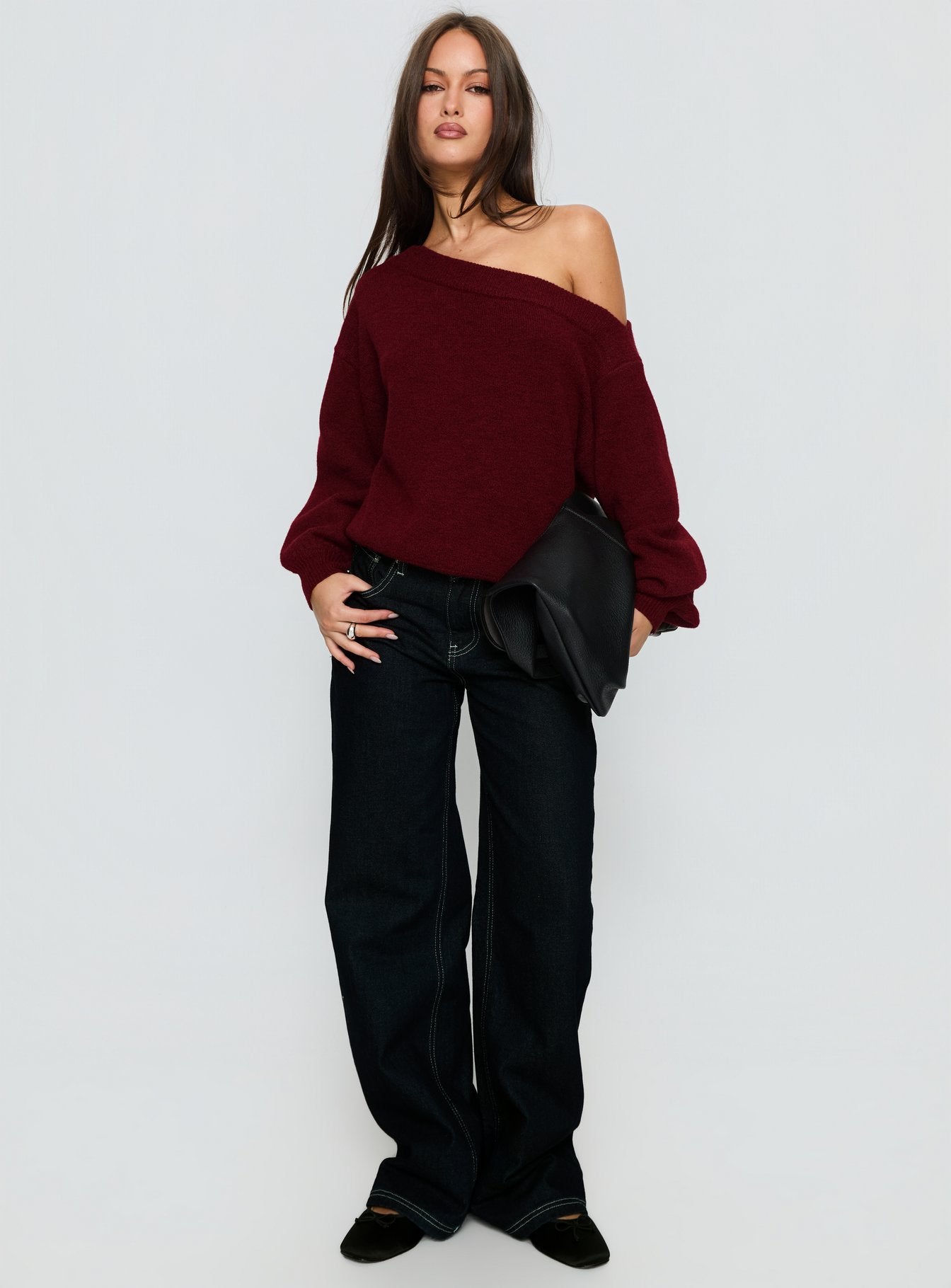 Noble Off The Shoulder Sweater Red-Vipp Girl