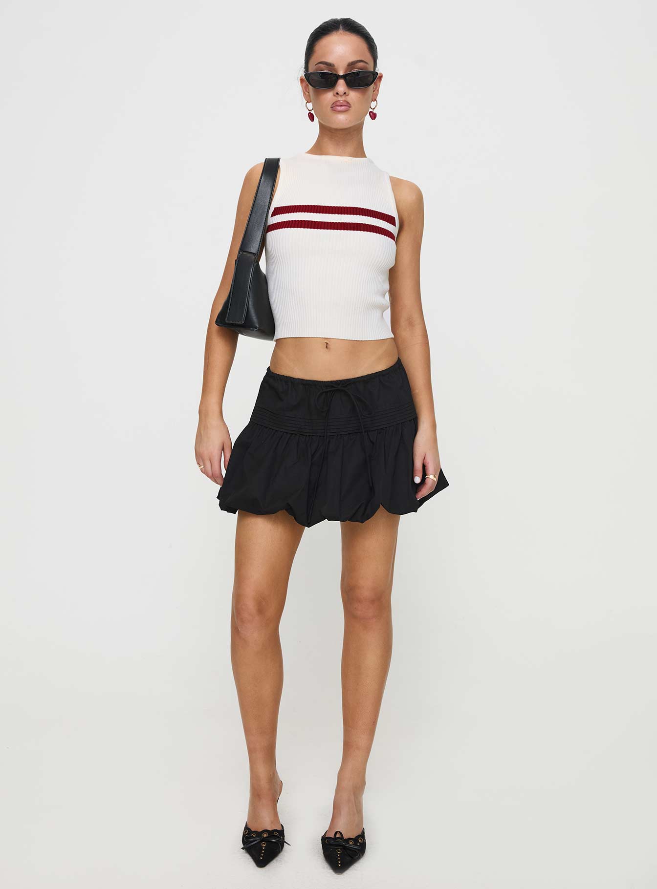 Dear London Bubble Hem Mini Skirt Black-Vipp Girl