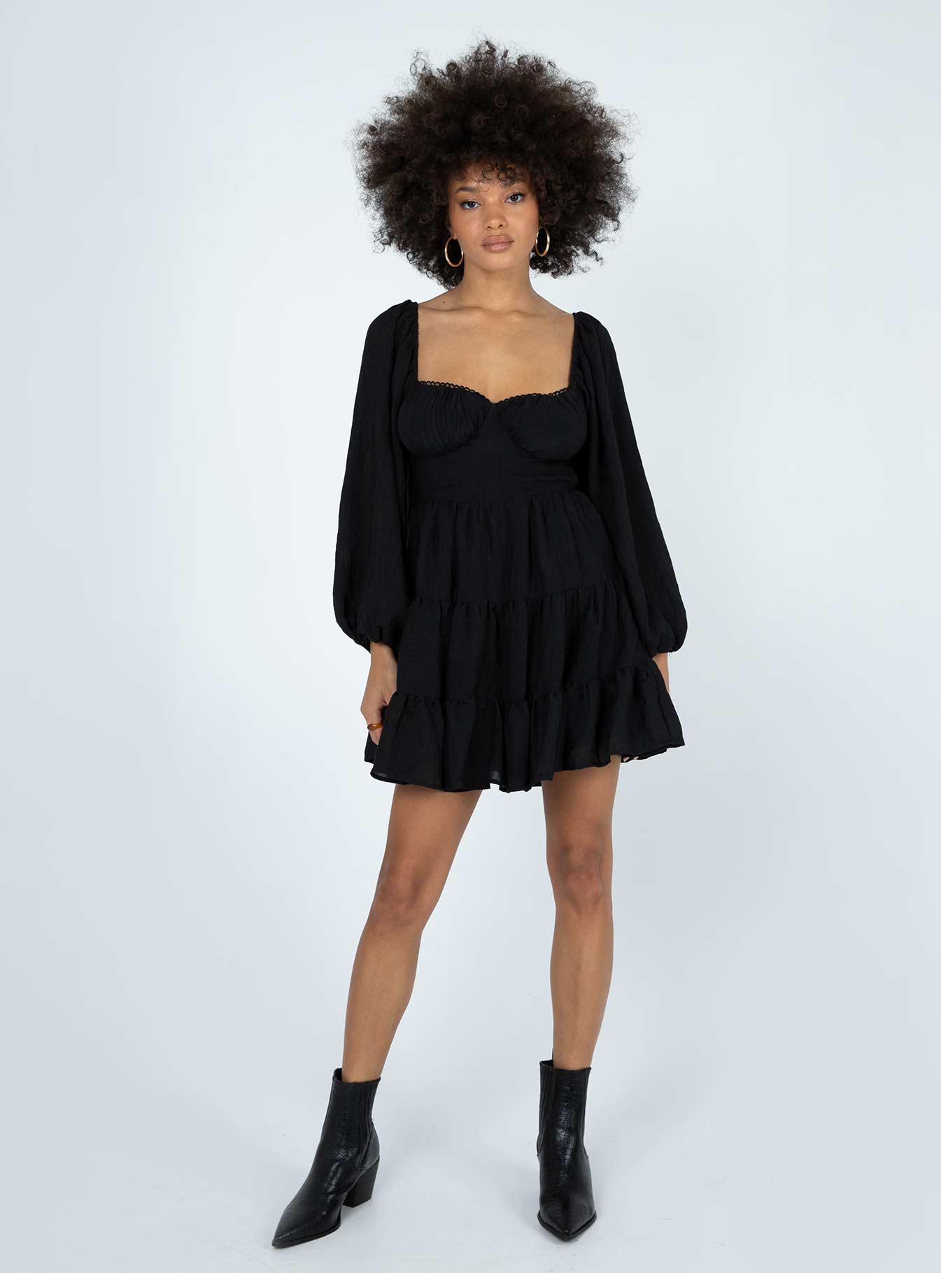 Danny Long Sleeve Mini Dress Black-Vipp Girl