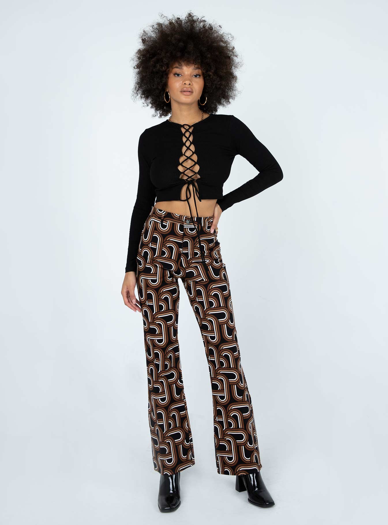 Motel Zoven Trouser Tonal Interlink Black-Vipp Girl