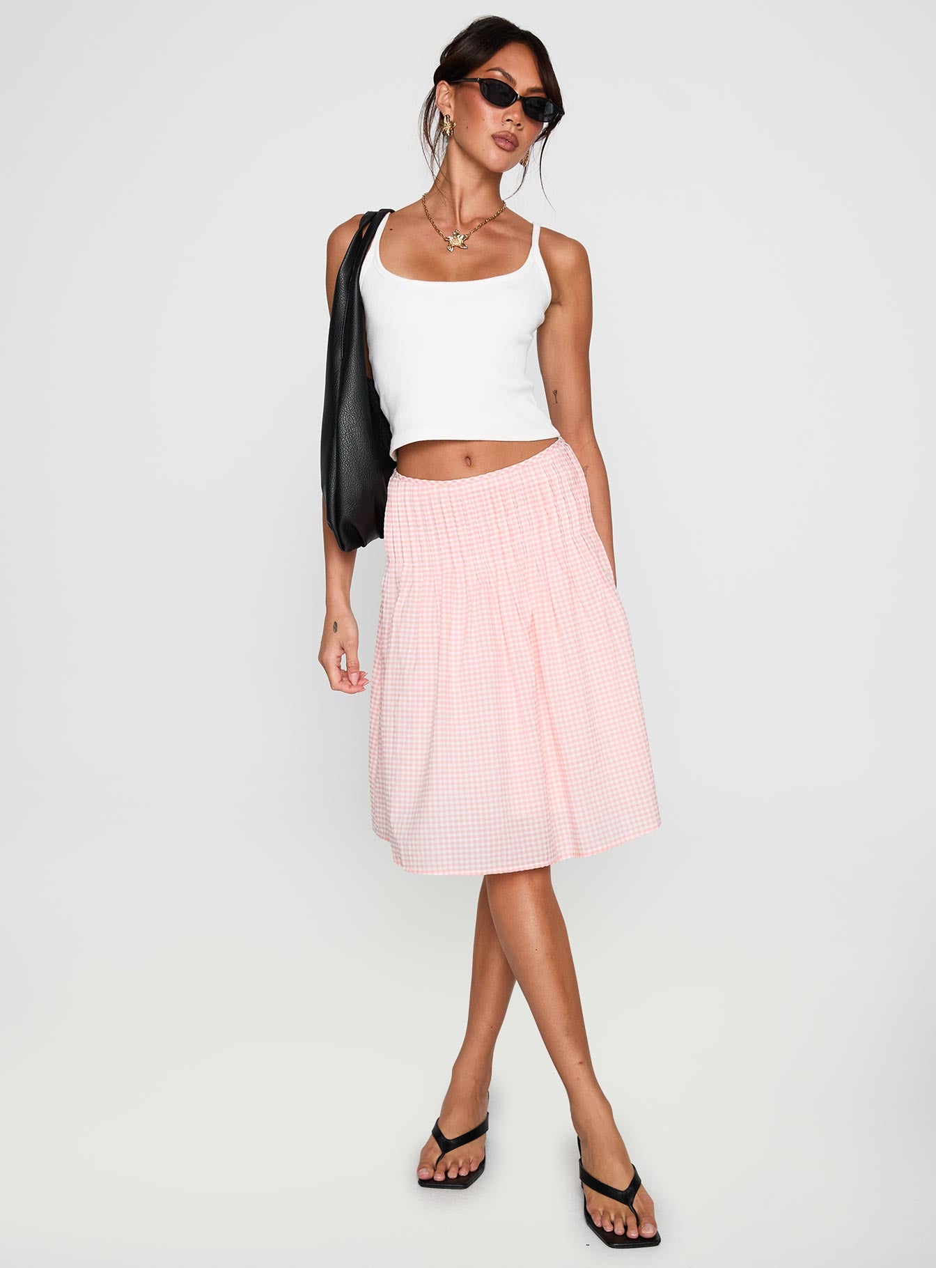Maryanna Midi Skirt Pink Gingham-Vipp Girl