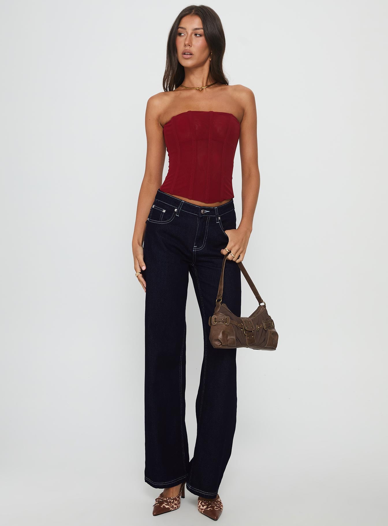 Oscuro Longline Mesh Corset Top Berry-Vipp Girl