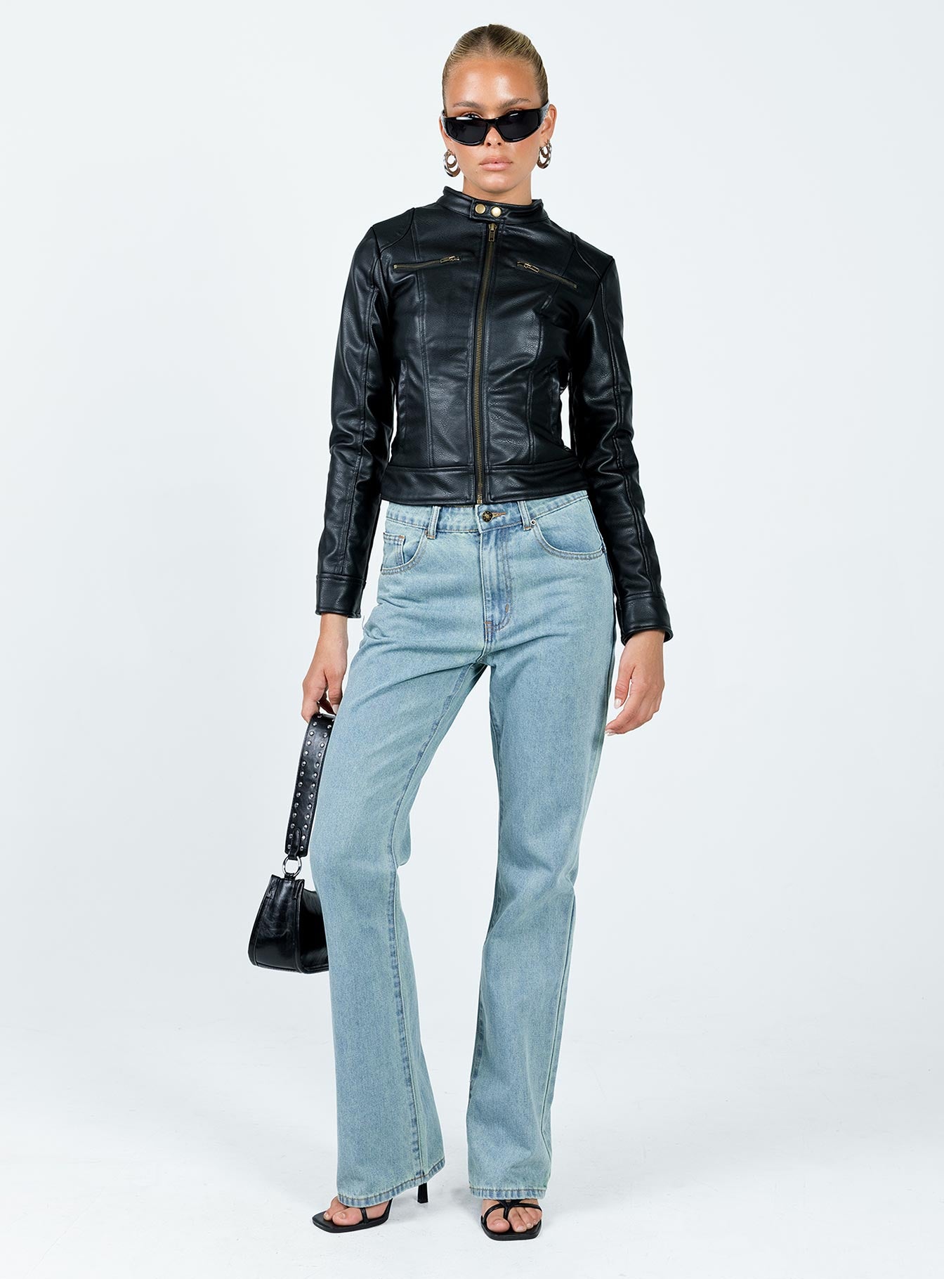 Pottsville Faux Leather Moto Jacket Black-Vipp Girl