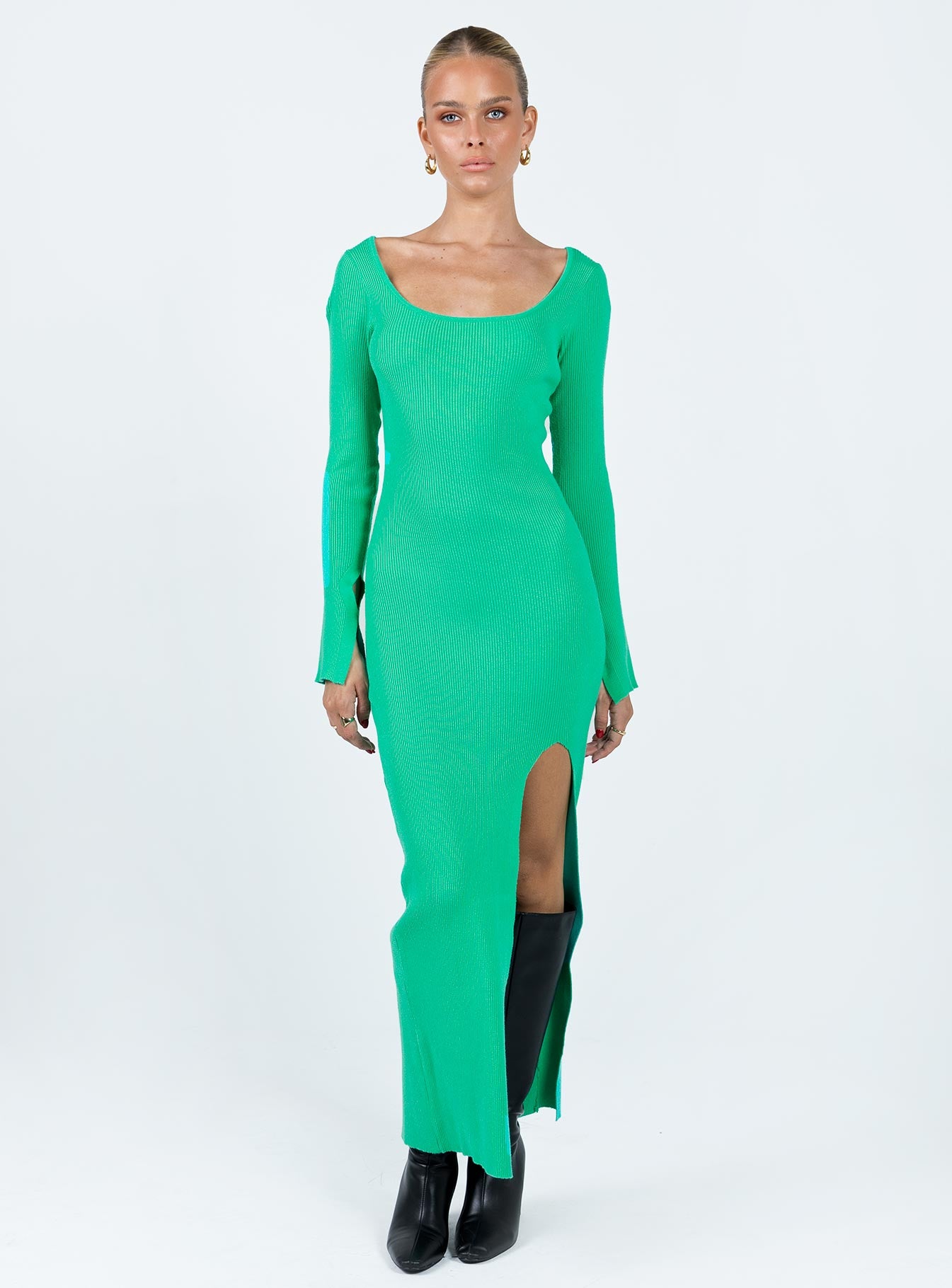Herald Long Sleeve Midi Dress Sage-Vipp Girl