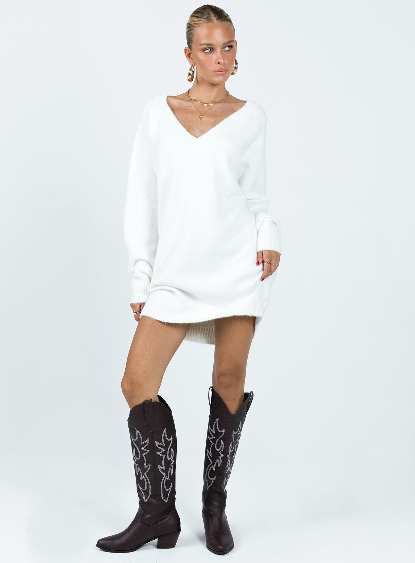 Breslin Sweater Dress Beige-Vipp Girl