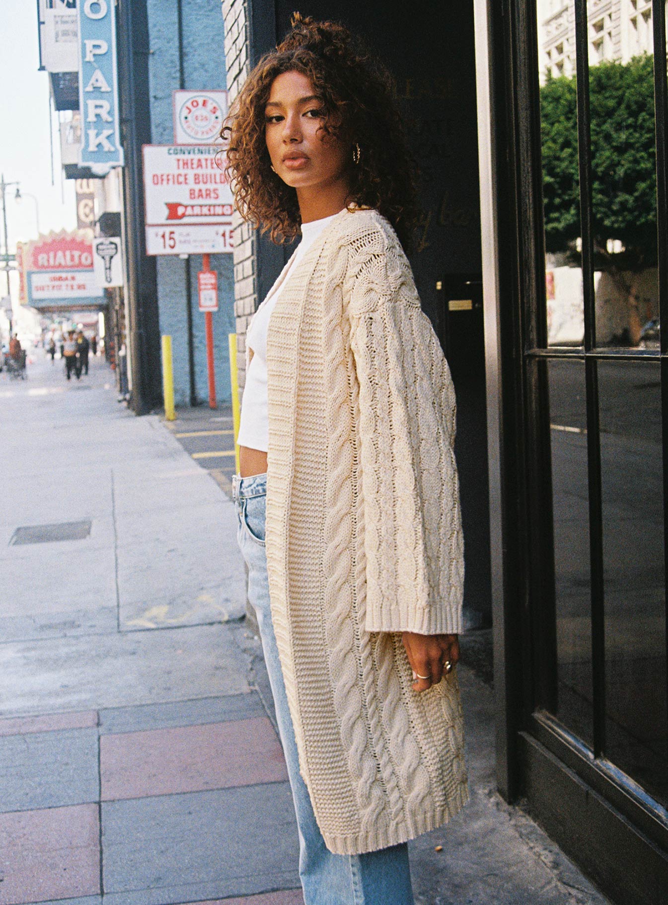 Nocelle Longline Cable Cardigan Beige-Vipp Girl