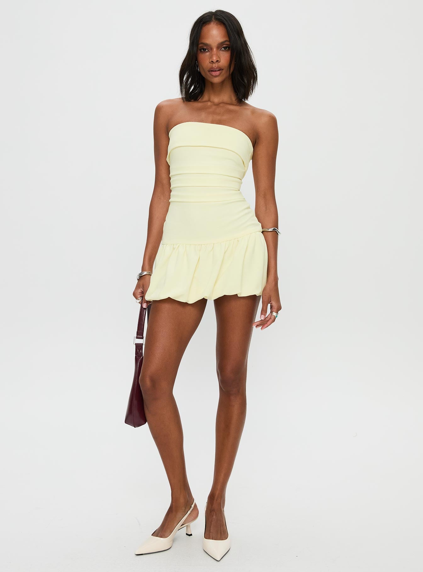 Mousse Strapless Mini Dress Lemon Tall-Vipp Girl