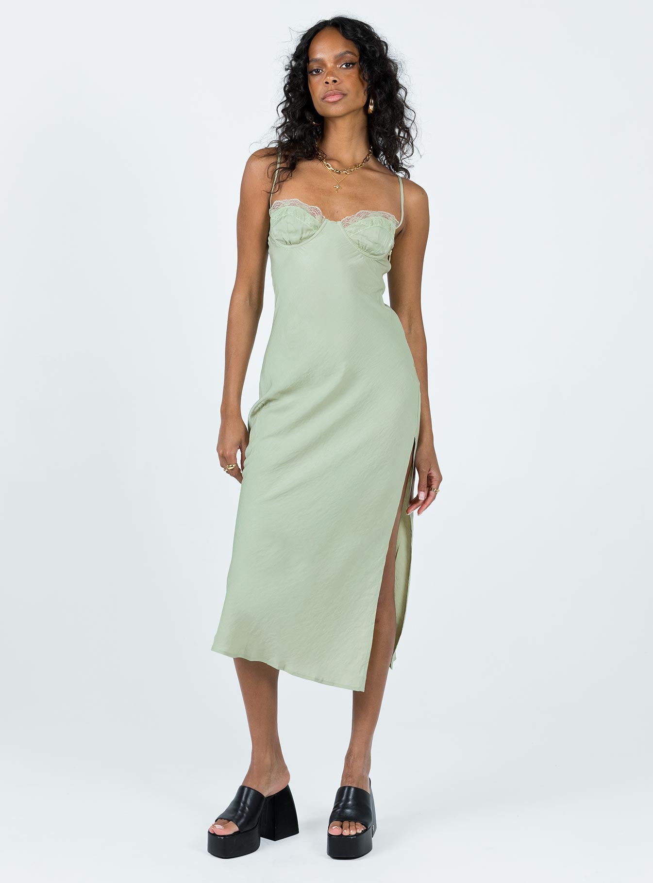 Hazel Midi Dress Sage-Vipp Girl