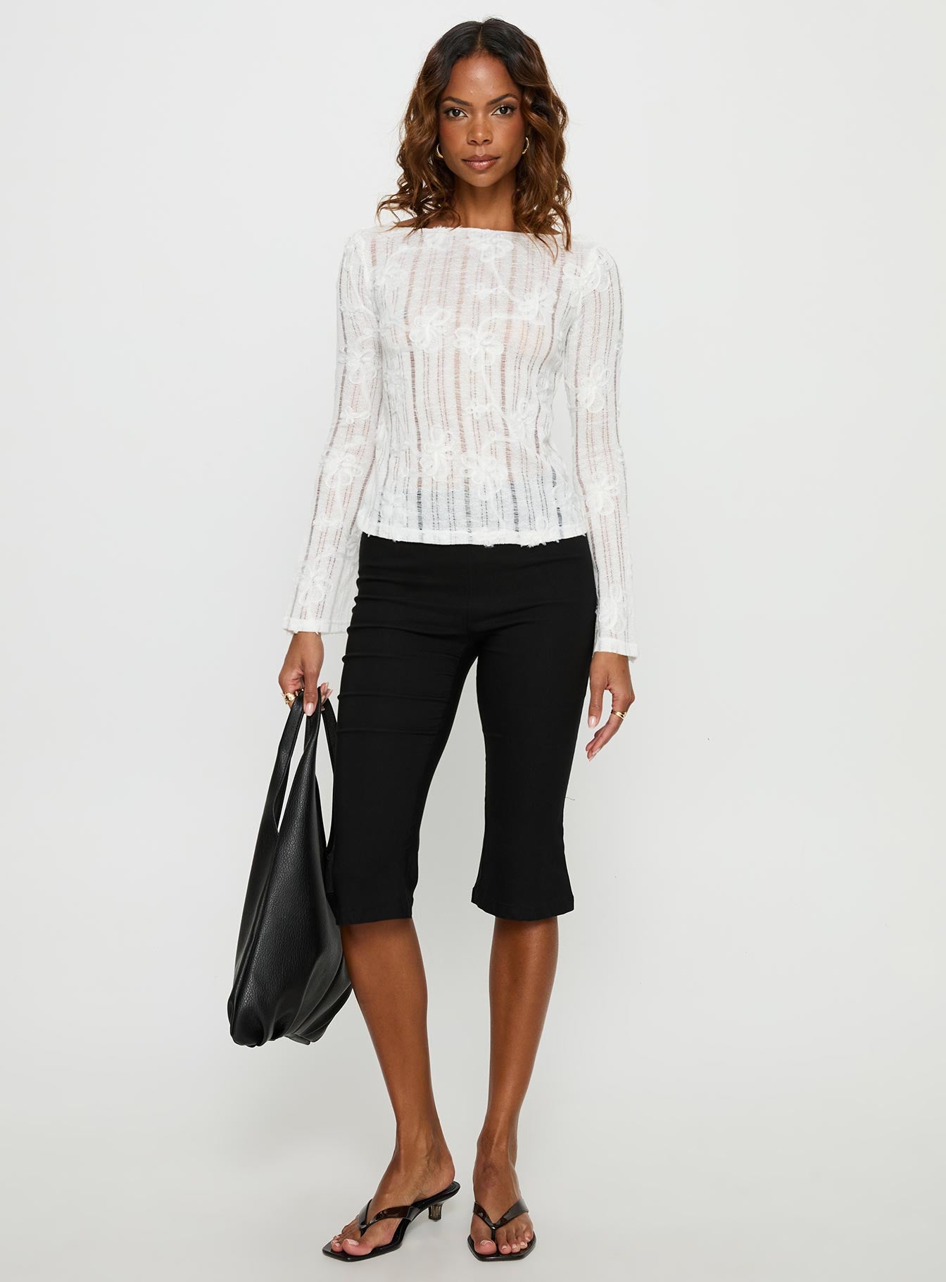 Devanie Sheer Long Sleeve Top White-Vipp Girl