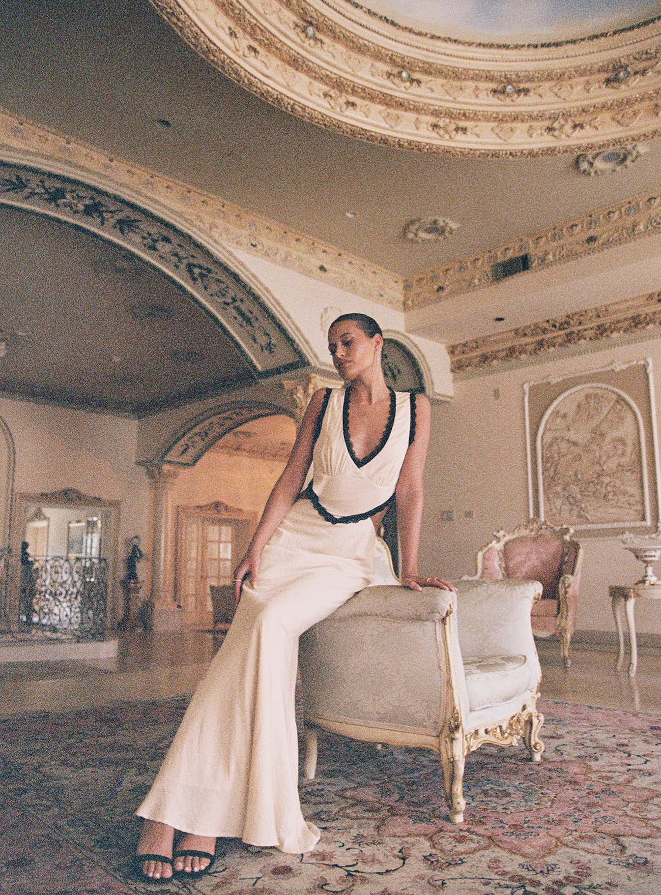 Keila Lace Trim Maxi Dress Cream / Black-Vipp Girl