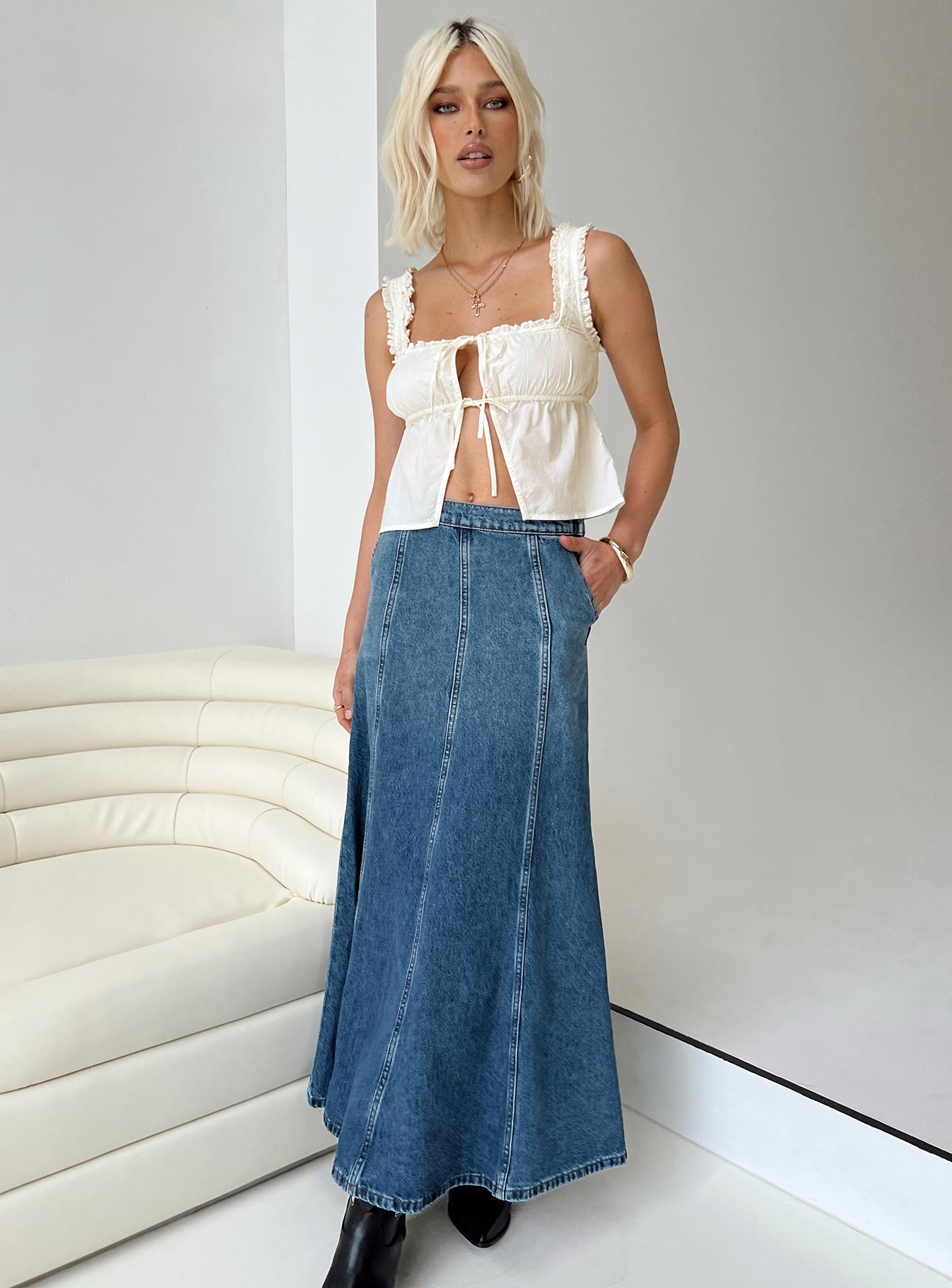 Farmer Top Ivory-Vipp Girl